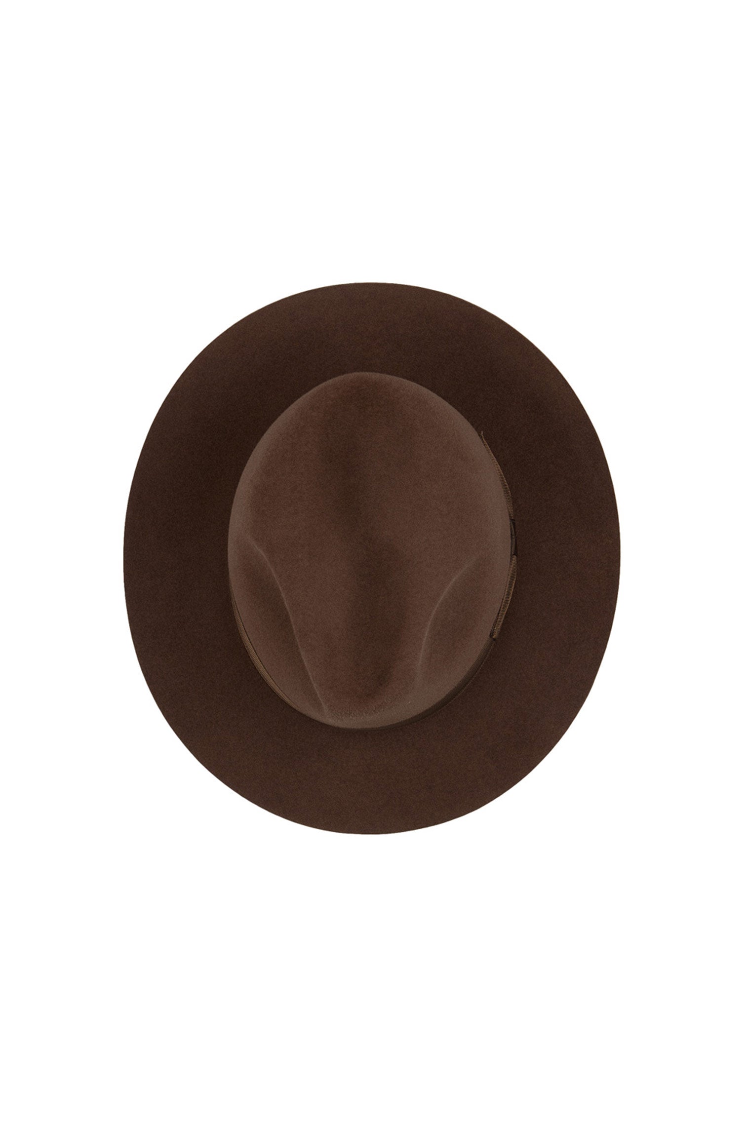 BROWN FELT FEDORA HAT WITH A BROWN GROSGRAIN BAND AND BOW
