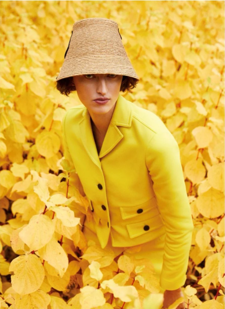 Lock & Co. hatters bucket straw hat in Harper's Bazaar.