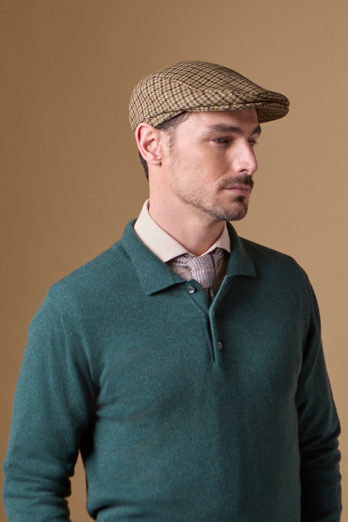 GREEN AND BROWN CHECK WOOL TWEED FLAT CAP - Lock & Co. Hatters London UK
            