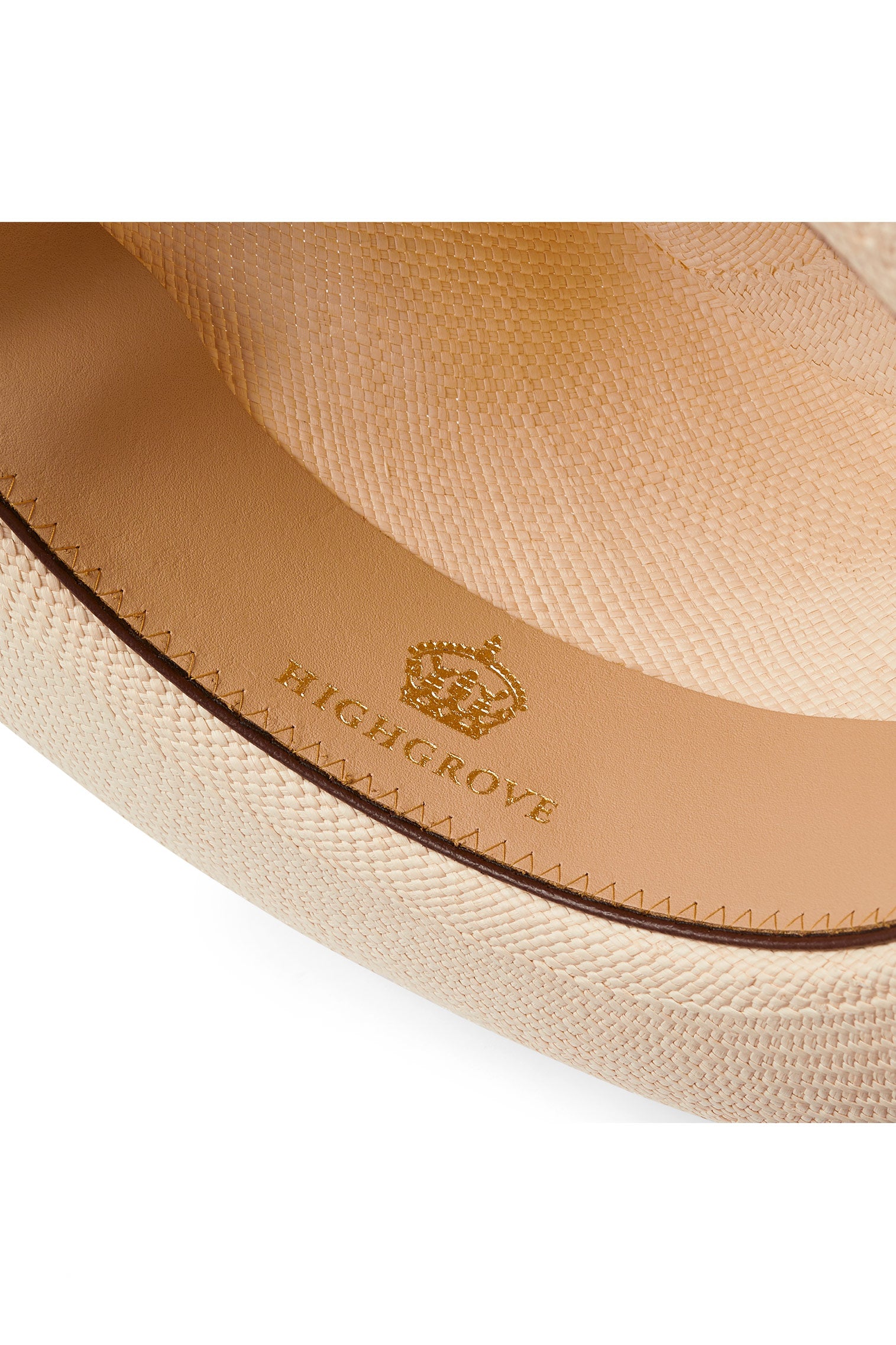 HIGHGROVE PANAMA HAT LEATHER SWEATBAND WITH GOLDEN HIGHGROVE LOGO