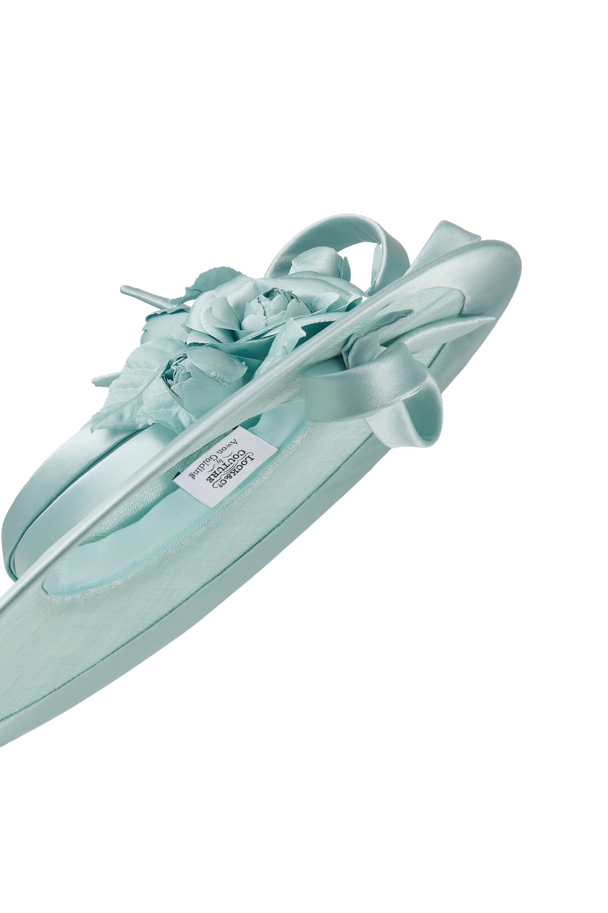 Women&#39;s Jasmine Duck Egg Slice Sinamay Hat With Satin Camellia And Bows - Lock & Co. Hatters London UK
            