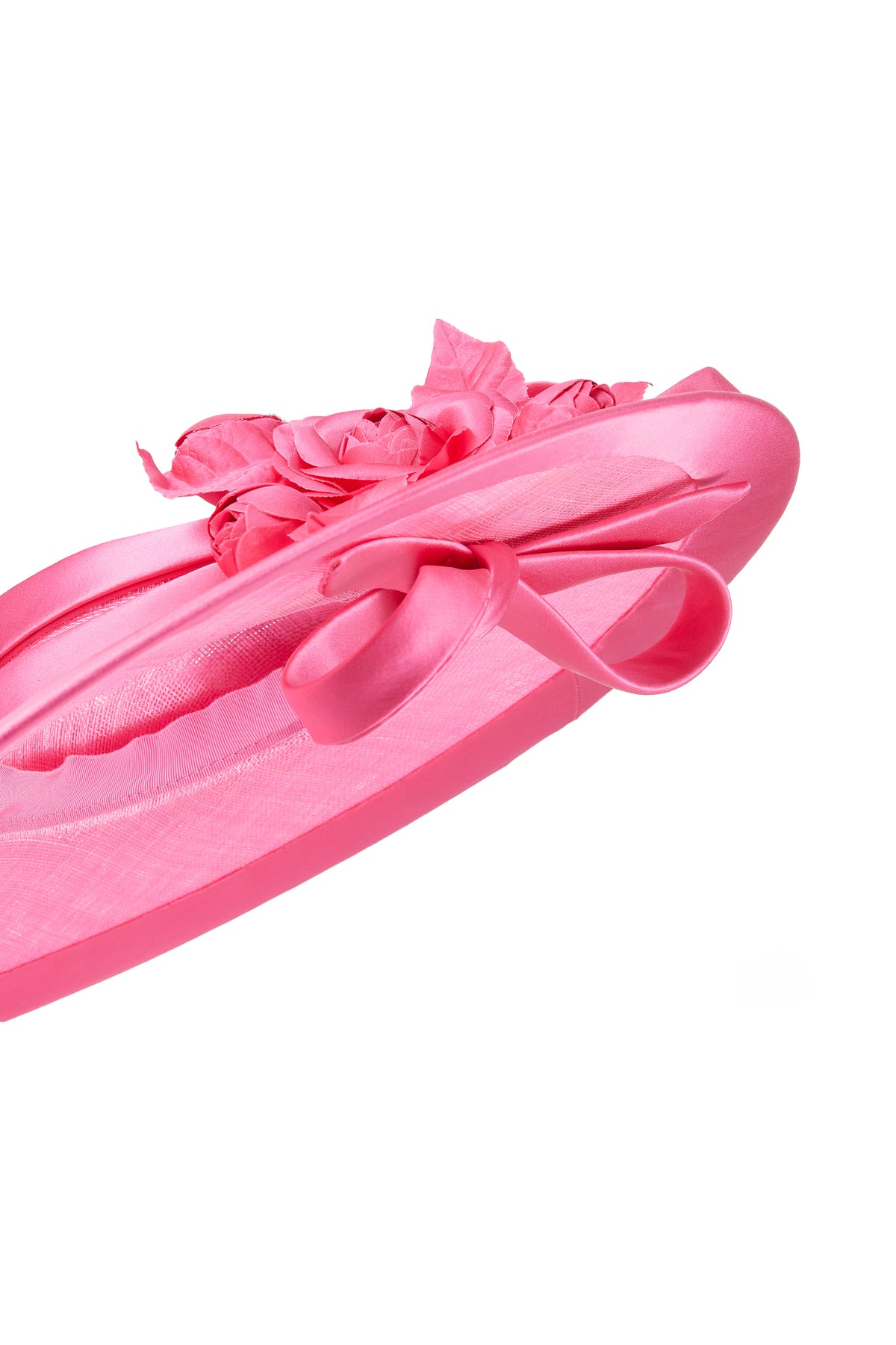 Women&#39;s Jasmine Bright Pink Slice Sinamay Hat With Satin Camellia And Bows - Lock & Co. Hatters London UK
            