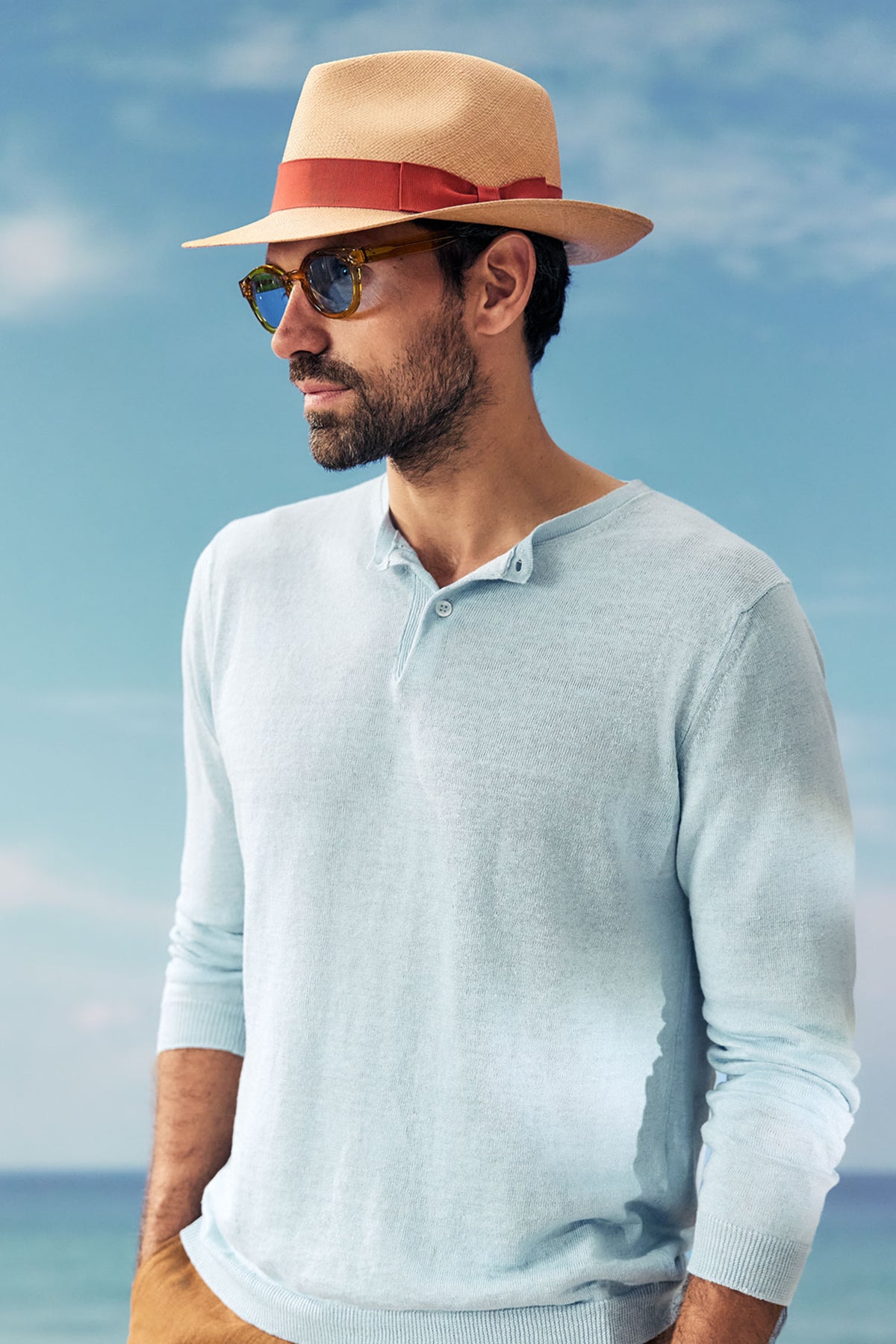 Unisex natural toquilla straw panama hat with a rust galoon ribbon