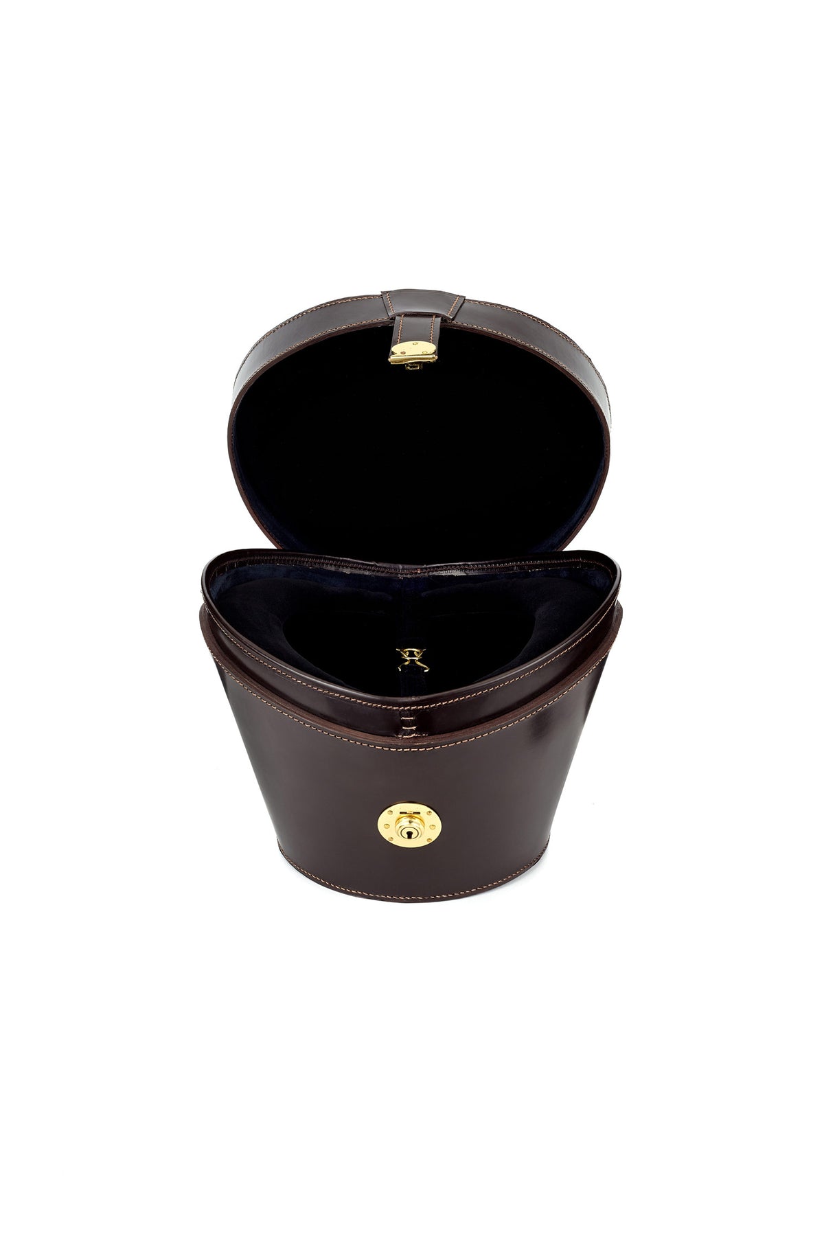 BROWN LEATHER TOP HAT BUCKET WITH SILK VELVET LINING - Lock & Co. Hatters London UK
            