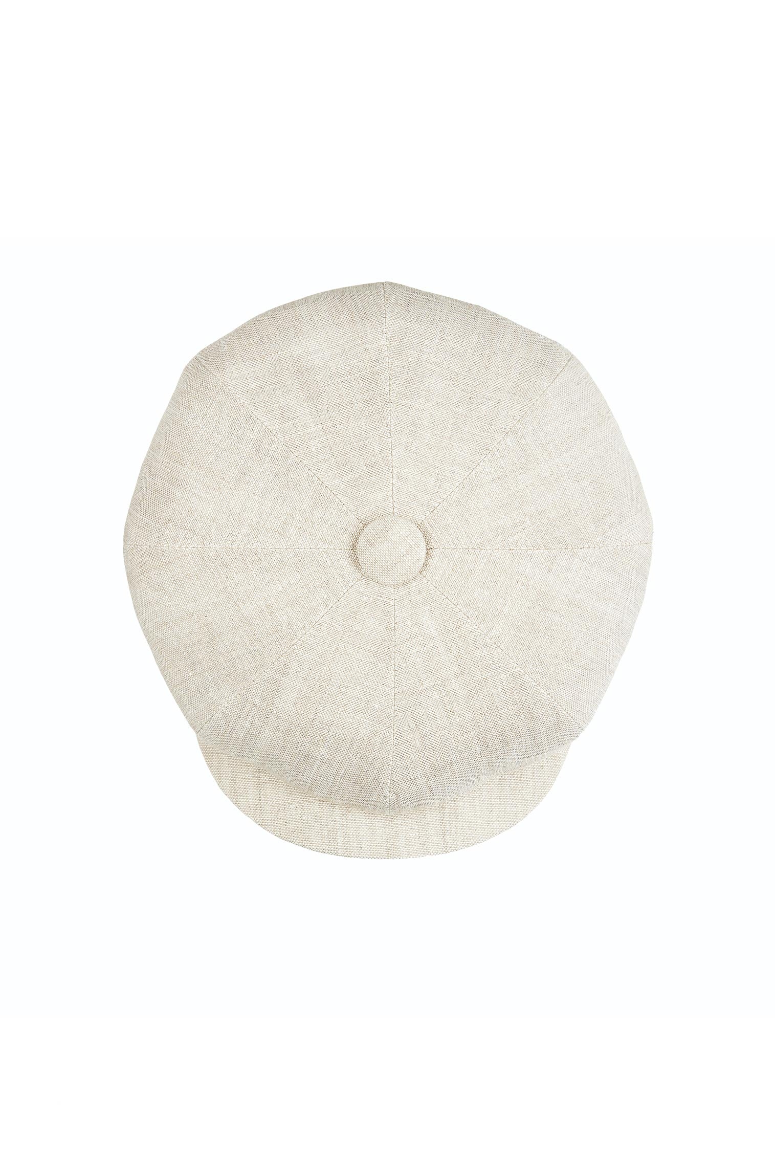 LIGHT BEIGE LINEN 8 PANEL BAKERBOY CAP