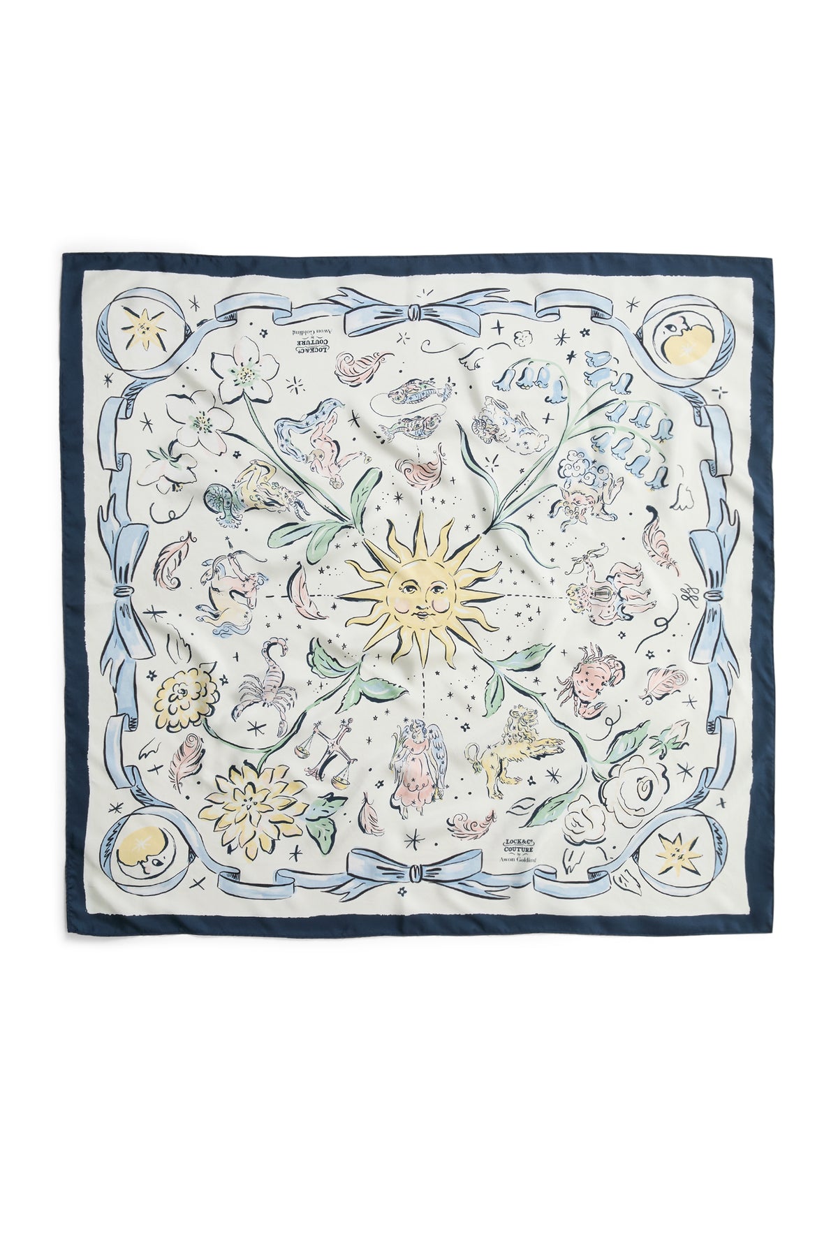 multicolour zodiac silk scarf with astrological artwork - Lock & Co. Hatters London UK
            