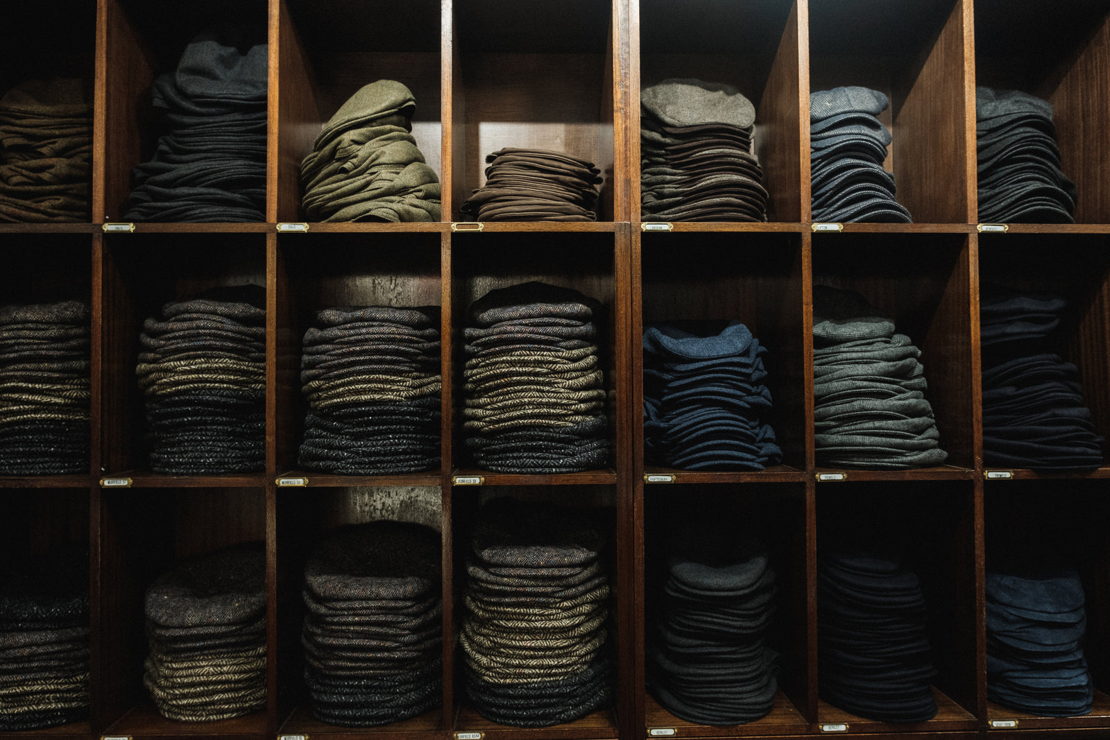 Wooden Shelf with Lock & Co. Hatters Flat Caps