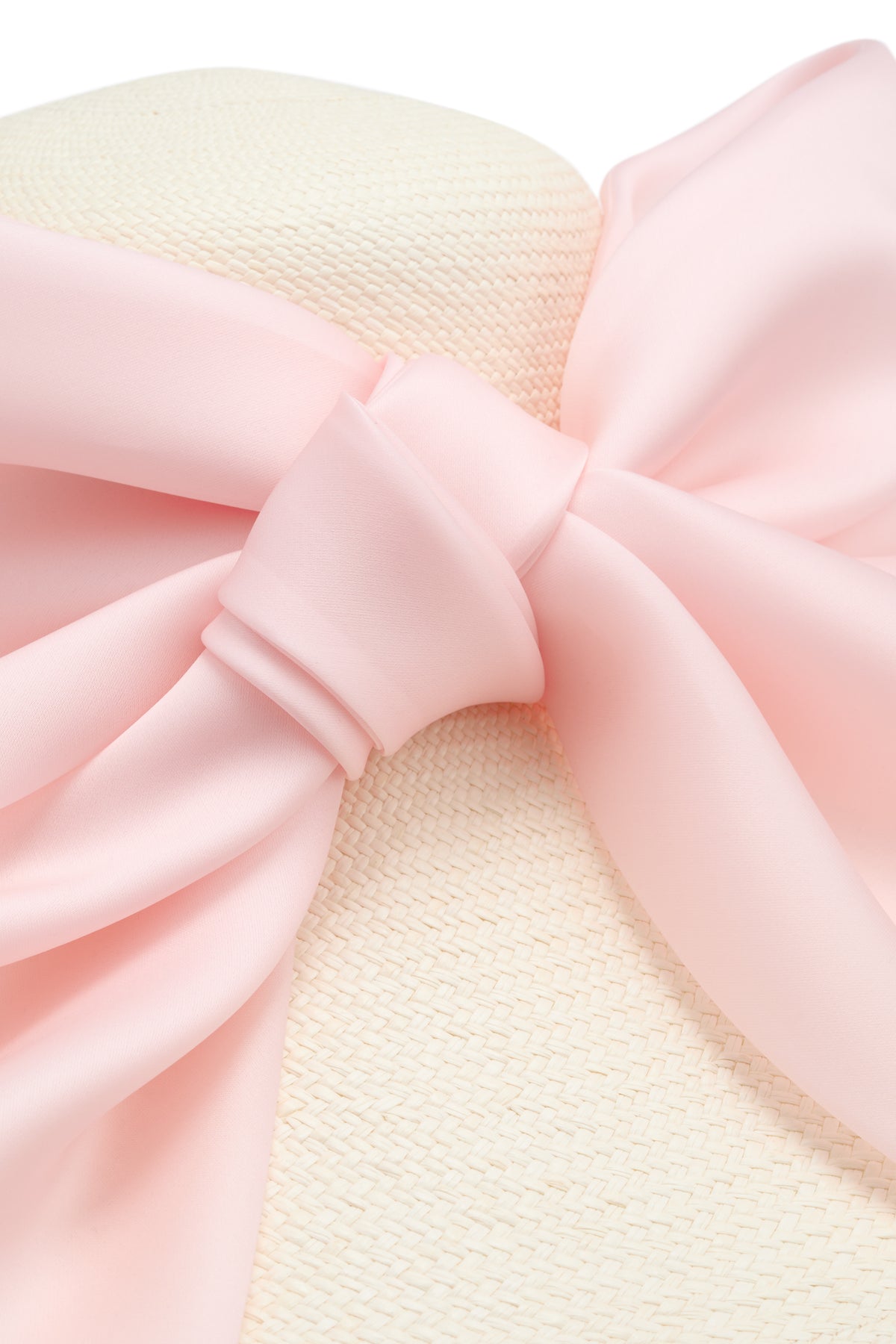 Silk gazor light pink bow on an Ivory Panama straw wide-brim picture hat - Lock & Co. Hatters London UK
            