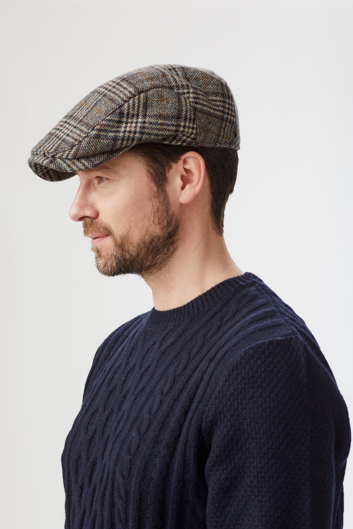 BROWN, GREY &amp; BEIGE CHECK WOOL FLAT CAP - Lock & Co. Hatters London UK
            