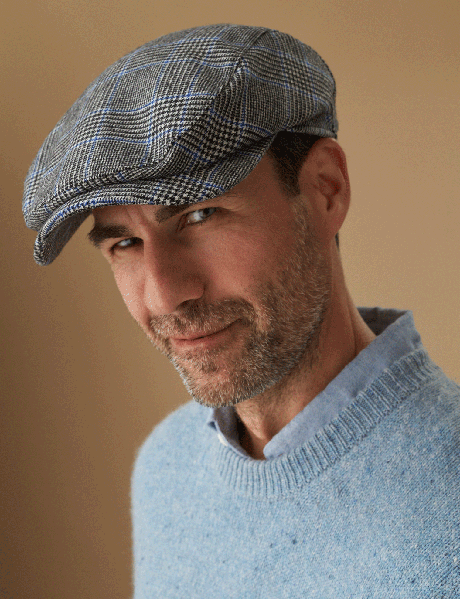 Grey Tweed Flat Flat Cap Wool Wool-blend Flat Cap Dark Grey Marl