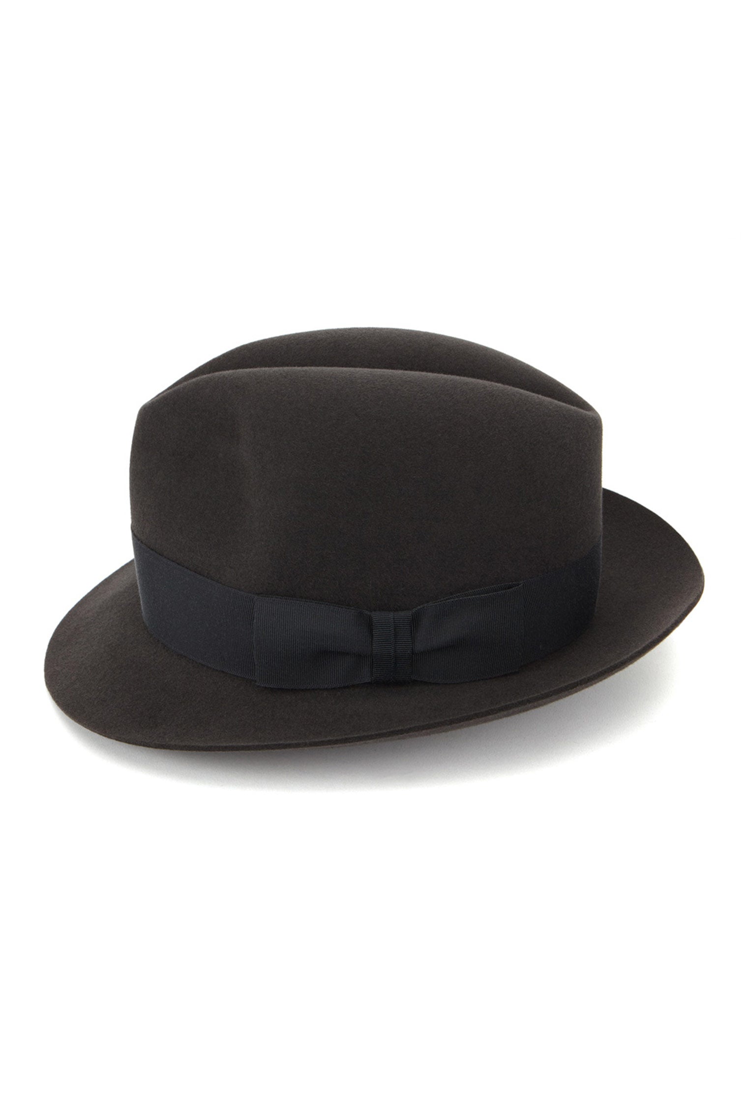 MEN'S GREY RABBIT FUR FELT TRILBY HAT WITH A GREY GROSGRAIN BAND AND BOW
