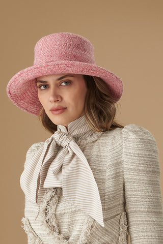 Margot Pink Tweed Hat - Pink / Large