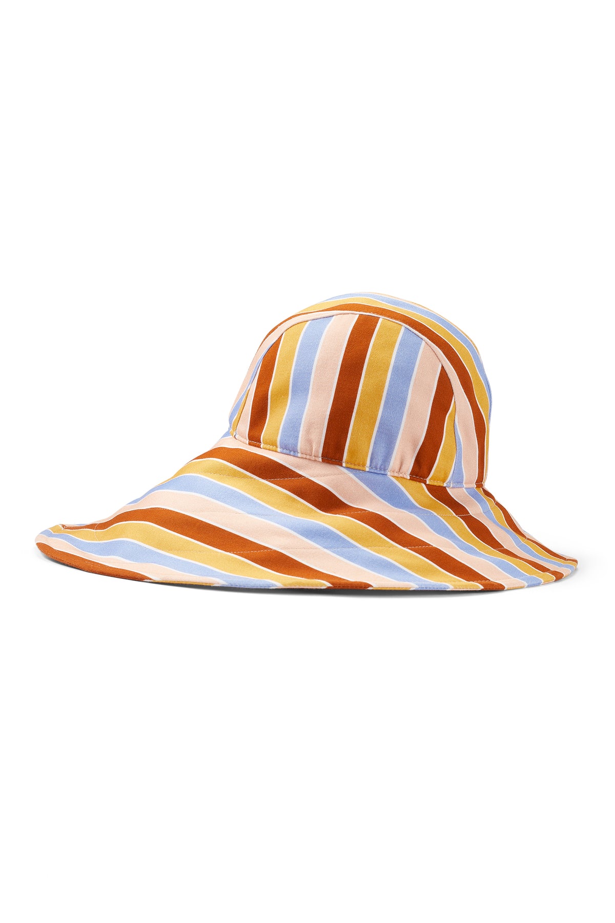 RED, YELLOW, BLUE AND BEIGE STRIPED COTTON SUN HAT WITH CHIN STRAPS - Lock & Co. Hatters London UK
            