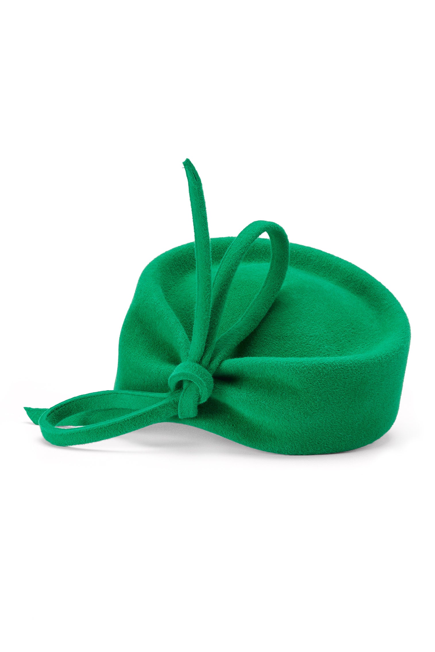 WOMEN'S GREEN VELOUR FELT COUTURE PILLBOX HAT WITH BOW DETAIL