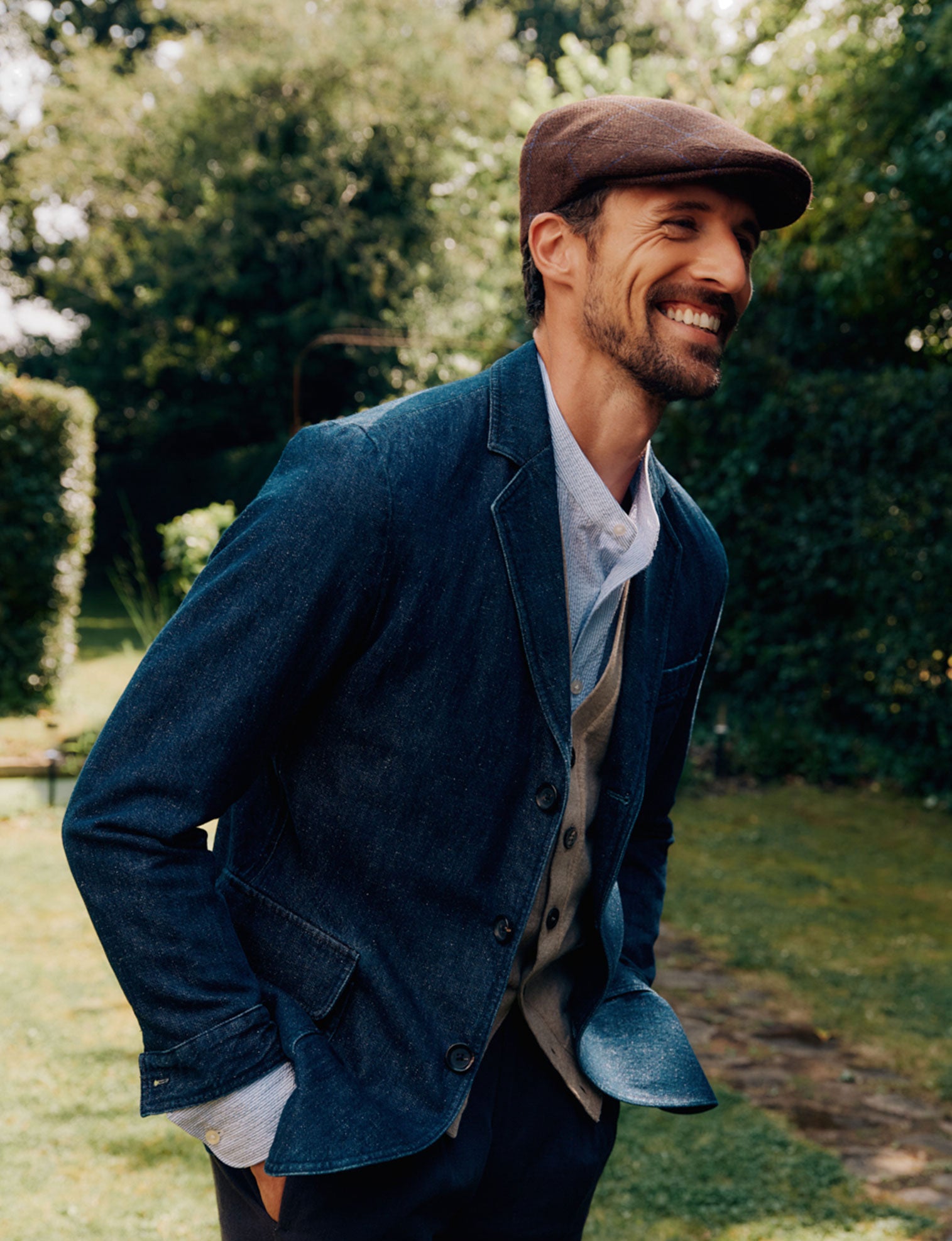 MENS RICH BROWN WOOL FLAT CAP