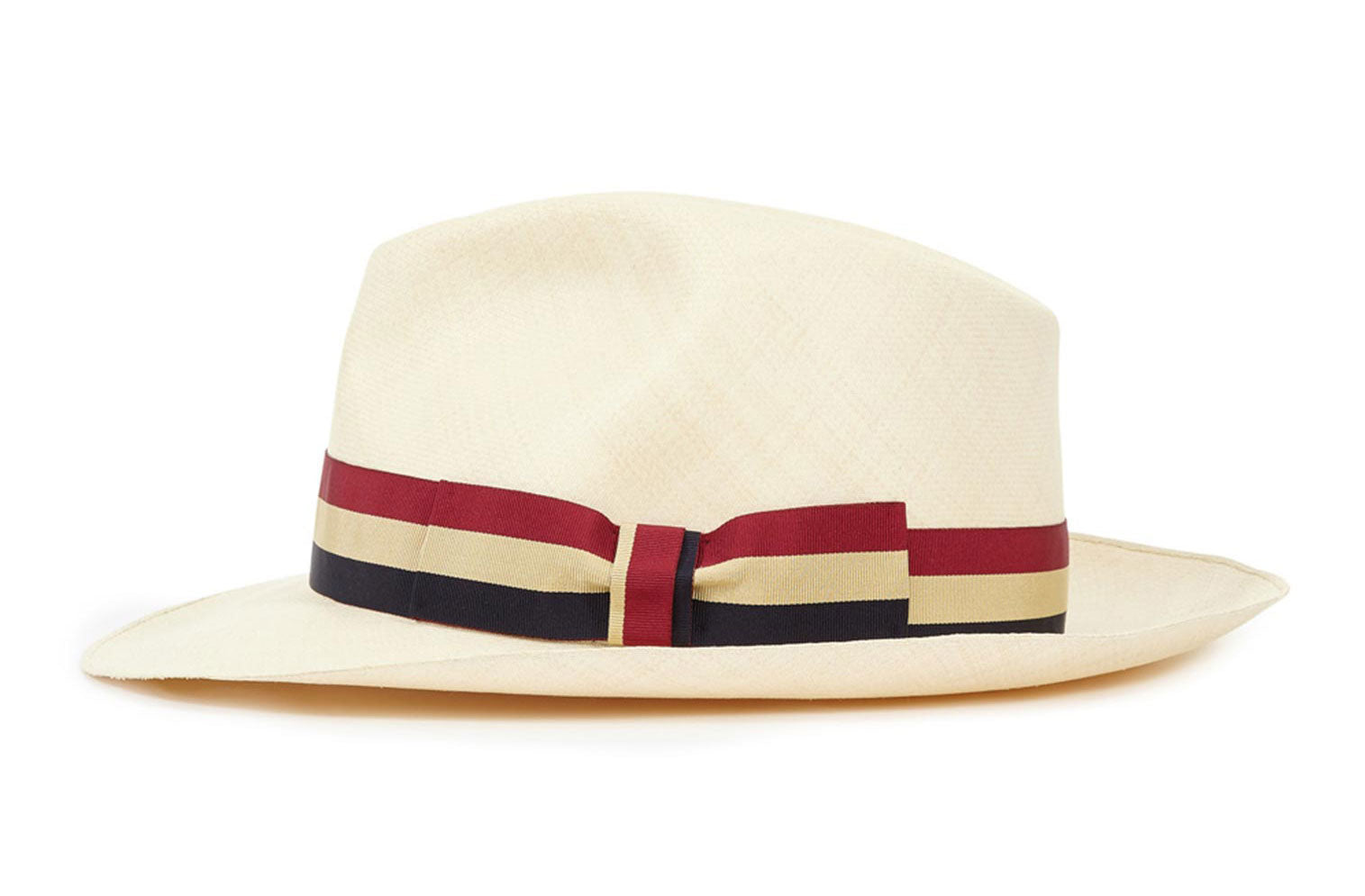 BESPOKE ULTRA-FINE MONTECRISTI PANAMA WITH A RED, CREAM, NAVY BAND AND BOW