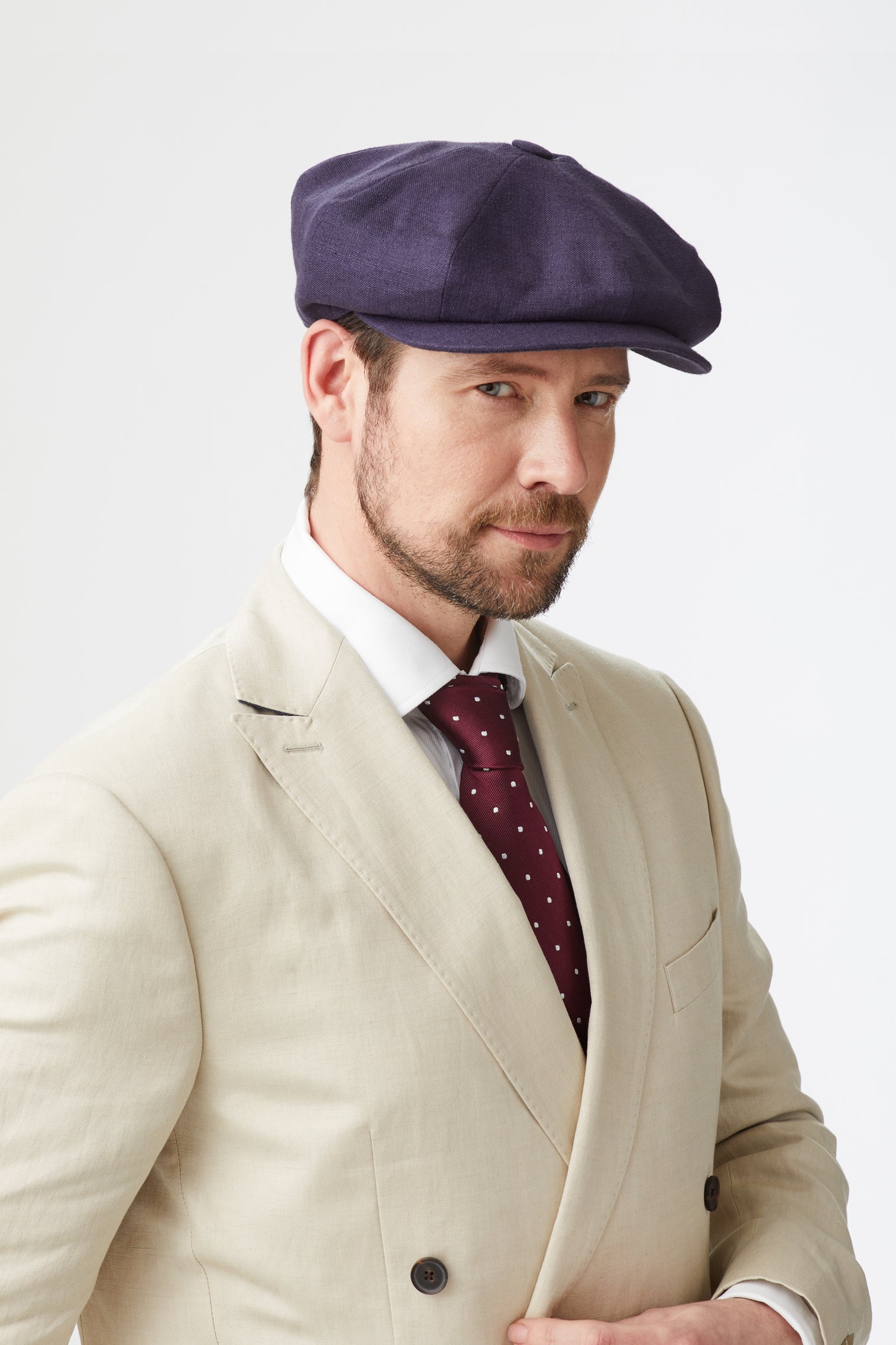 lock & co hatters Muirfield Bakerboy Cap In Navy Linen Outlet
