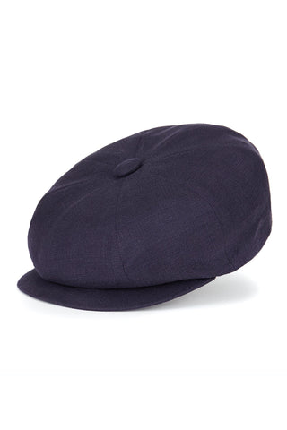 Navy Linen Muirfield Bakerboy Cap - Navy / 60 cm