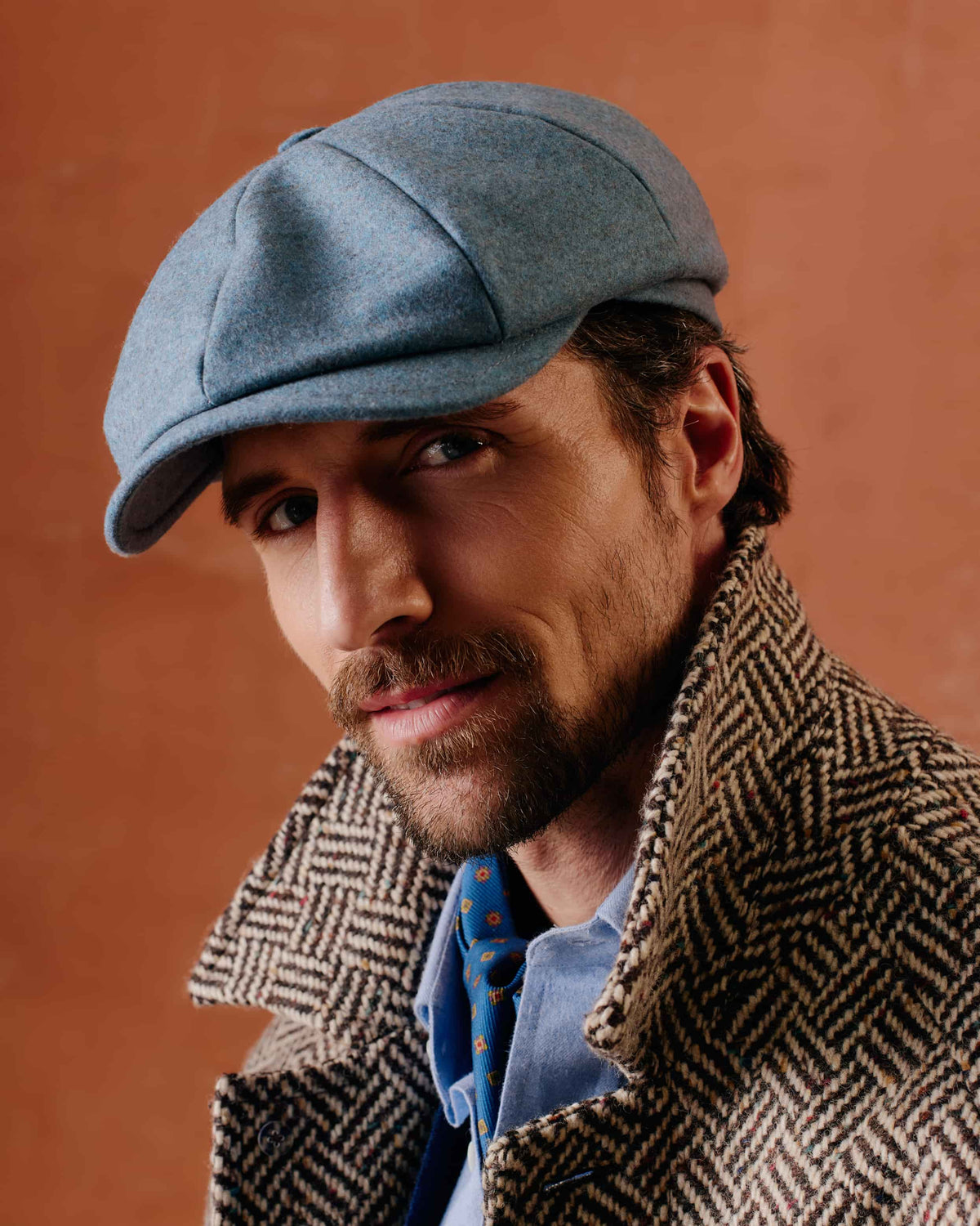 MEN'S SUBTLE GREEN WOOL 8 PANEL BAKERBOY CAP