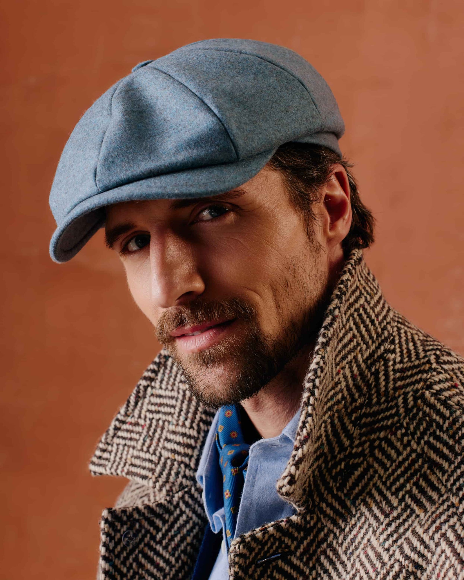 MEN'S SUBTLE GREEN WOOL 8 PANEL BAKERBOY CAP