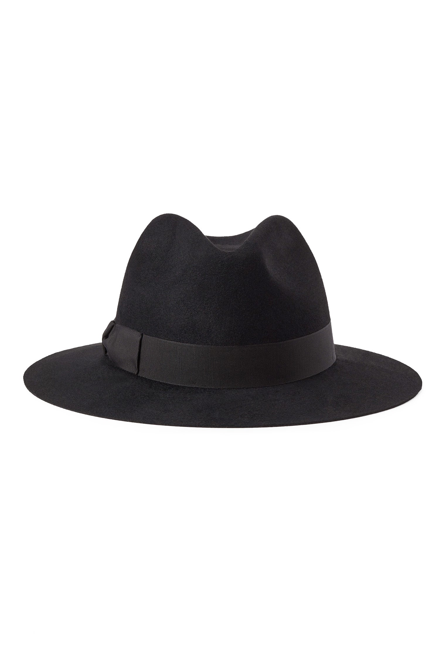 BLACK FELT TRILBY HAT WITH BLACK BAND