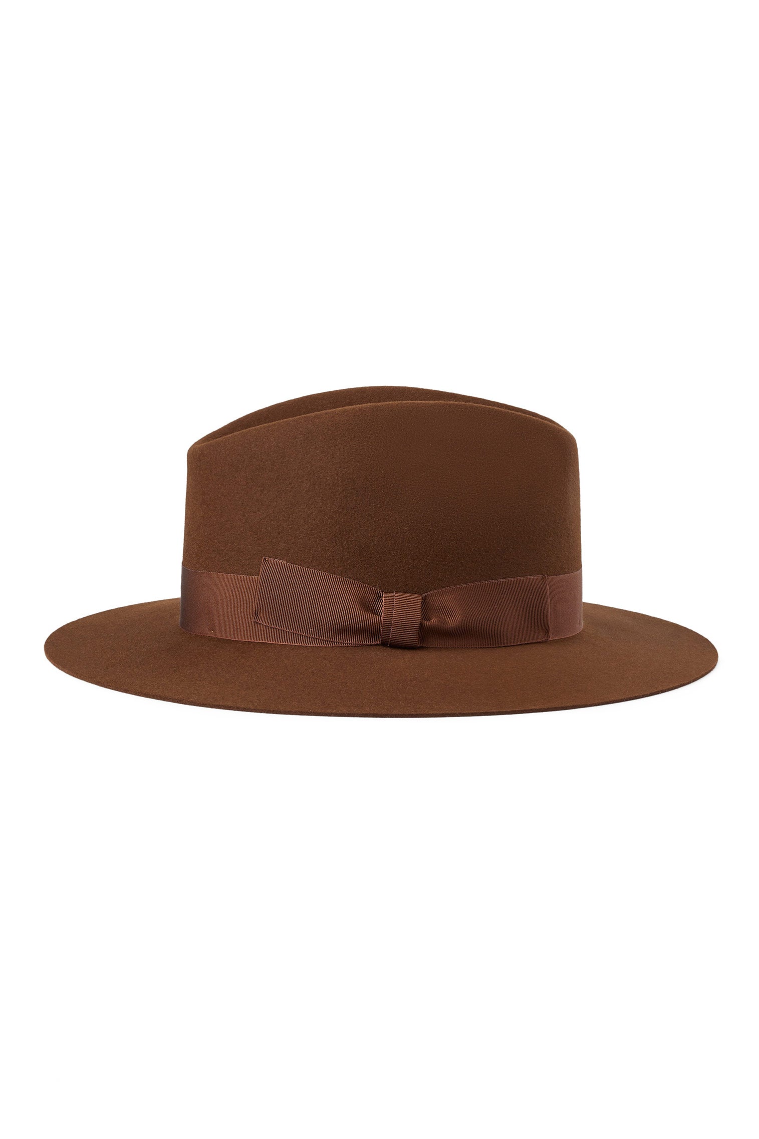 BROWN FELT TRILBY HAT WITH BROWN BAND
