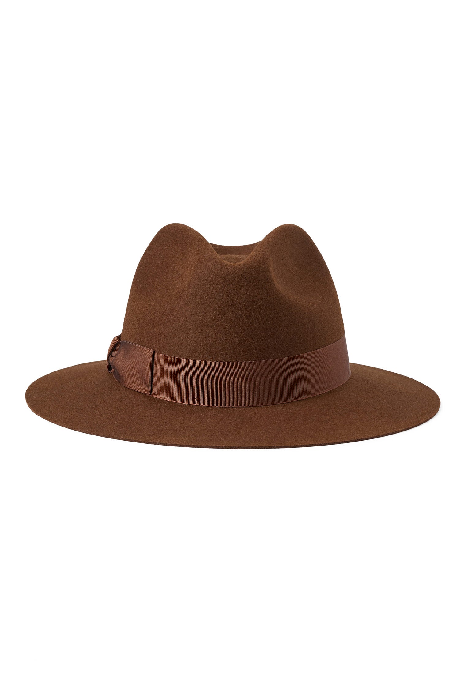 BROWN FELT TRILBY HAT WITH BROWN BAND