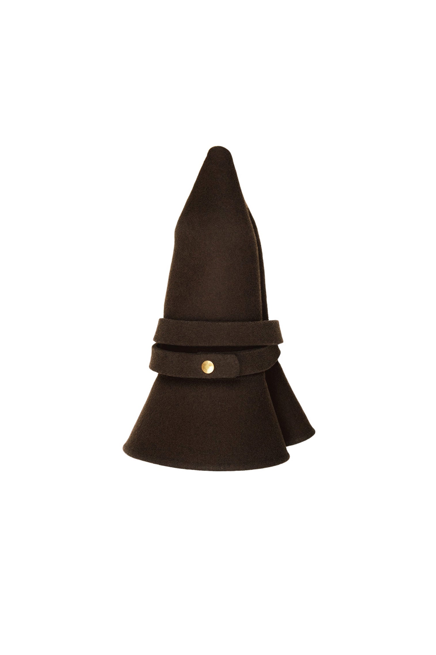 ROLLED UP BROWN FELT ROLLABLE AND WATERPROOF DROP-BRIM TRILBY HAT WITH A FELT BAND
