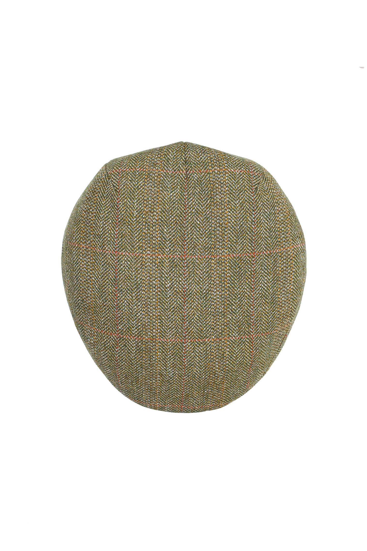 OLIVE GREEN TWEED FLAT CAP WITH INTERNAL EAR FLAPS
