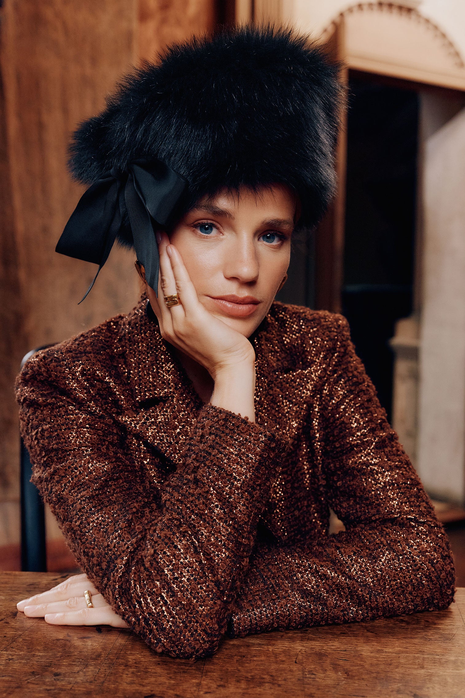 Portia Black Shearling Winter Hat -  - Lock & Co. Hatters London UK