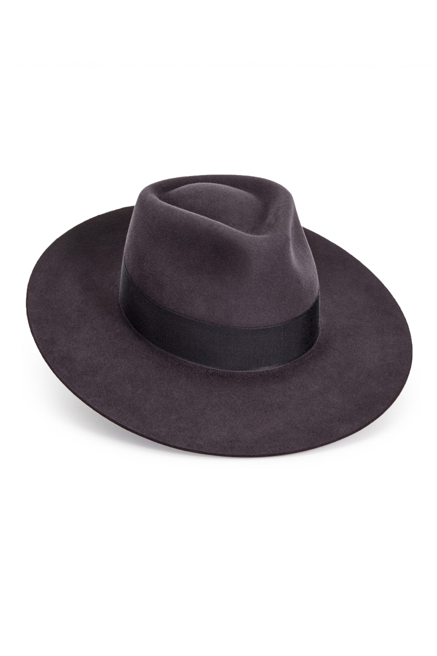 GREY FELT FEDORA HAT WITH BLACK BAND