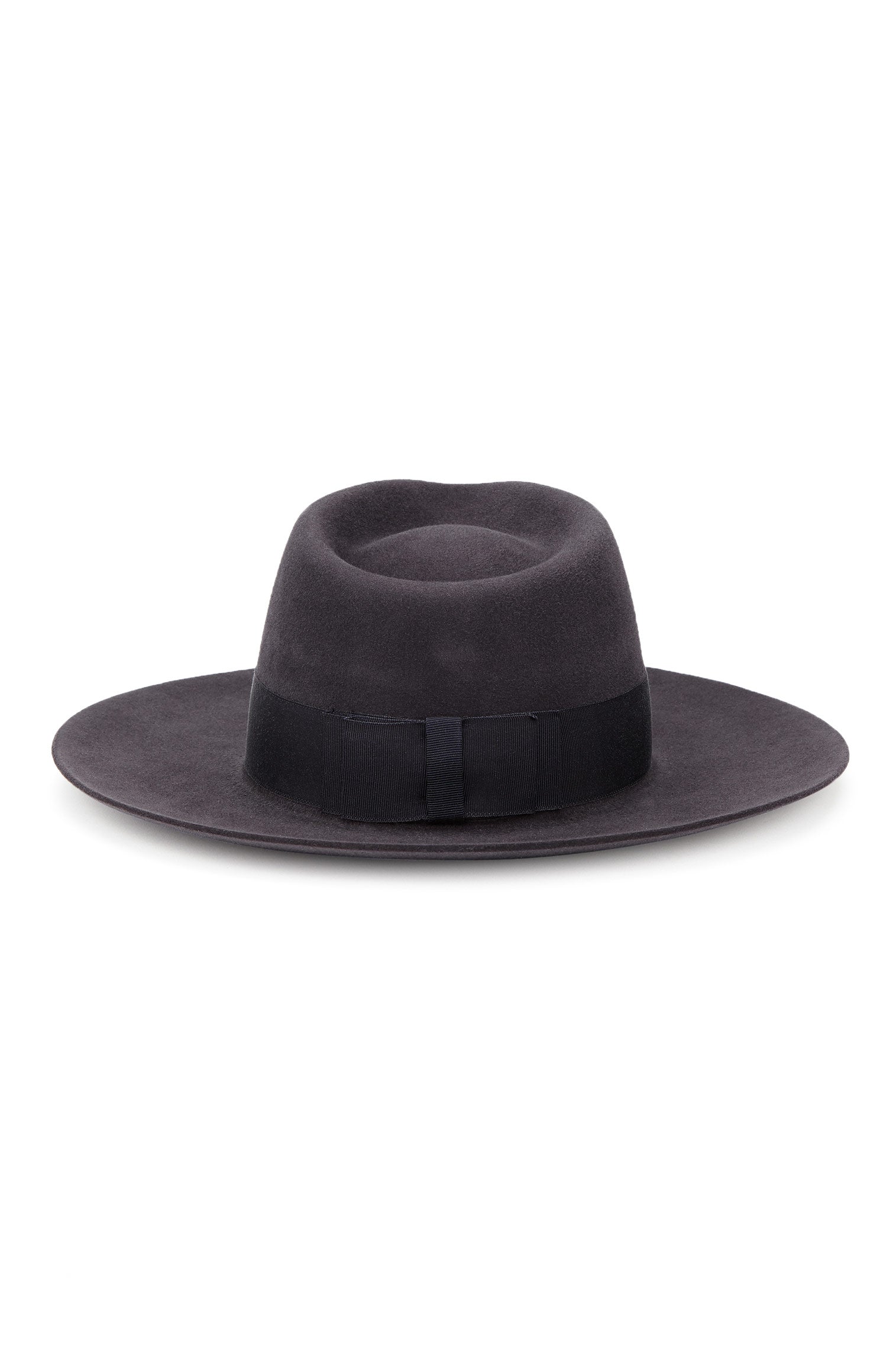 GREY FELT FEDORA HAT WITH BLACK BAND