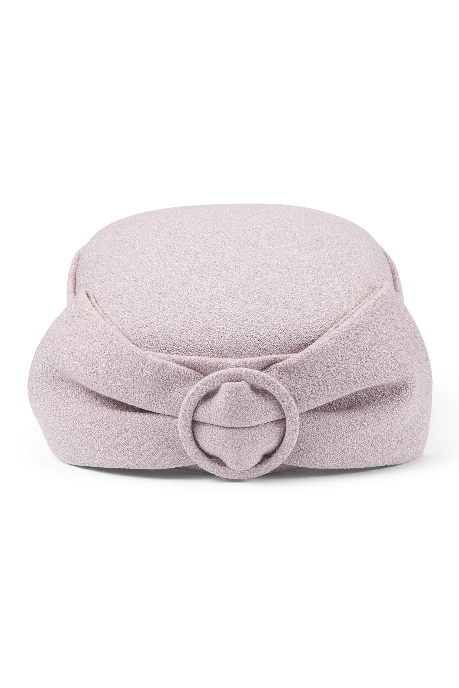 Couture beige Wool Crepe Pillbox Hat with a back bow