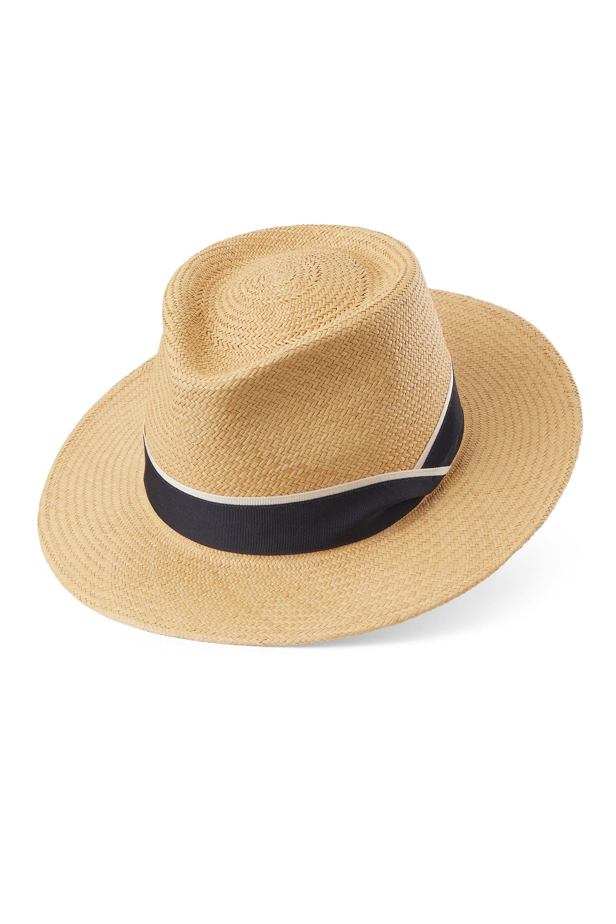 GOLDEN QEST PANAMA HAT WITH NAVY AND WHITE BAND - Lock & Co. Hatters London UK
            