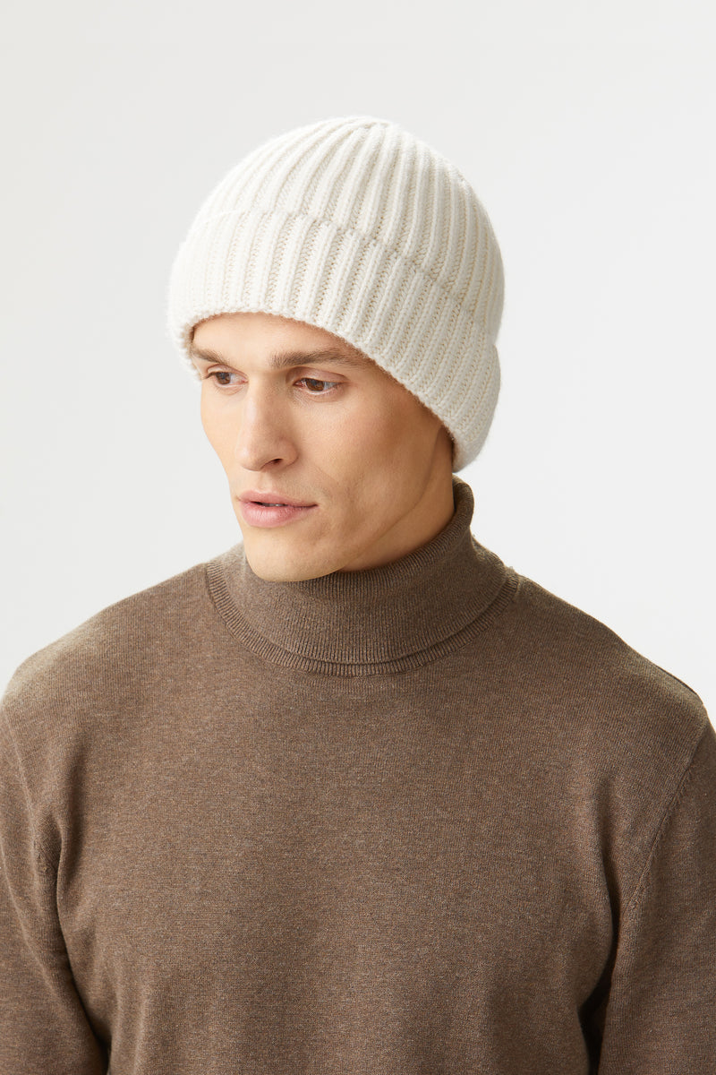 Rannoch Cream Cashmere Beanie Lock & Co. Hats for Men & Women