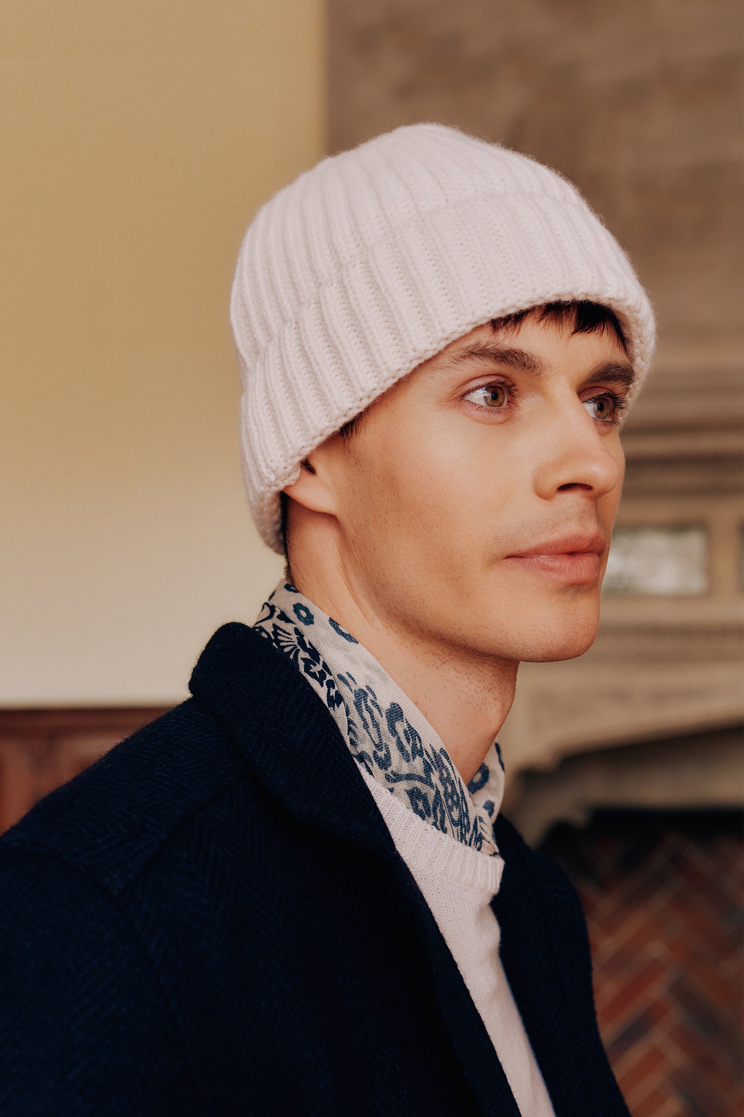 Rannoch Cream Cashmere Beanie - Hats for Oval Face Shapes - Lock & Co. Hatters London UK