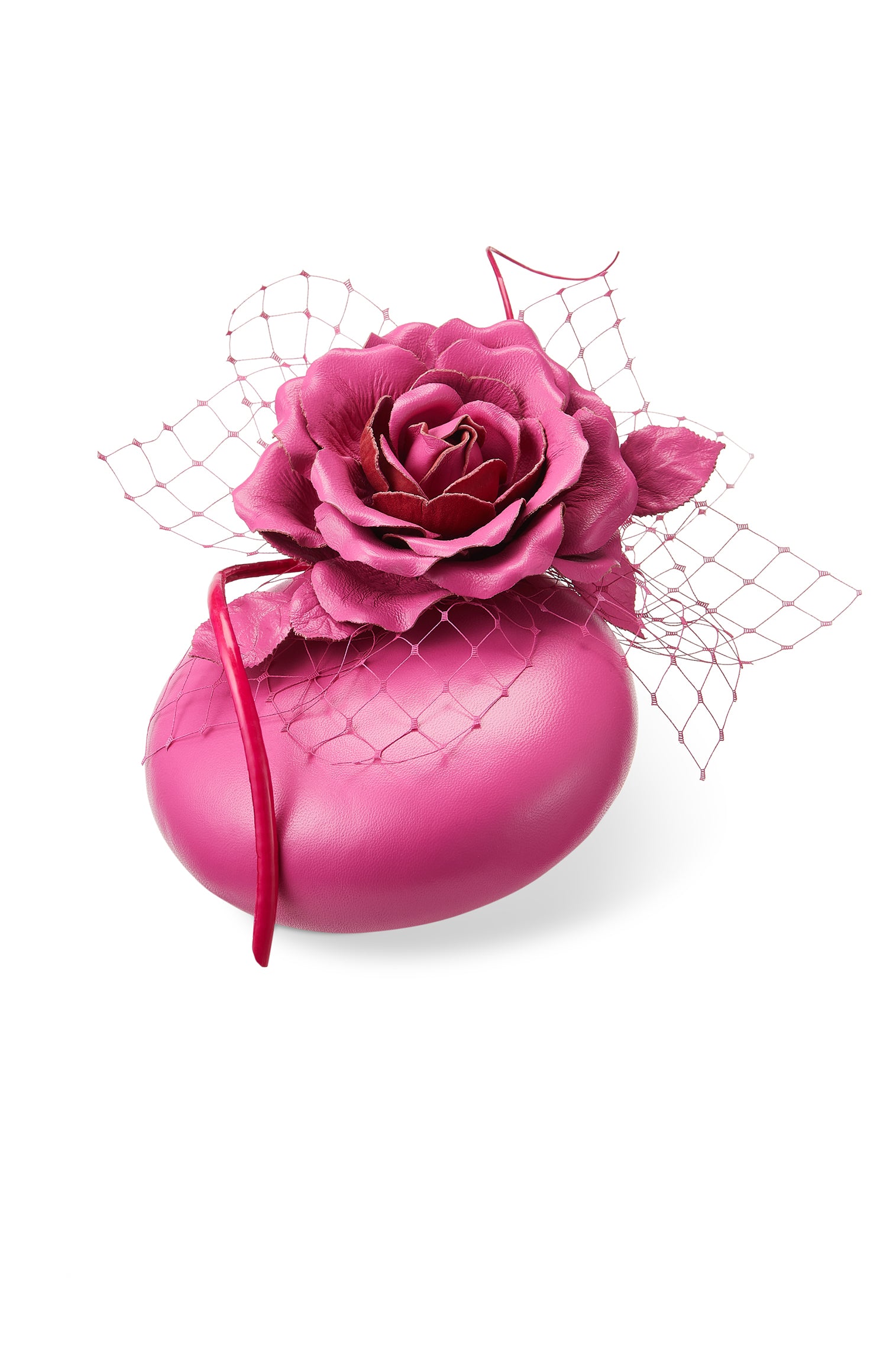 Rose Bud Pink Leather Percher Hat - Royal Ascot Hats - Lock & Co. Hatters London UK