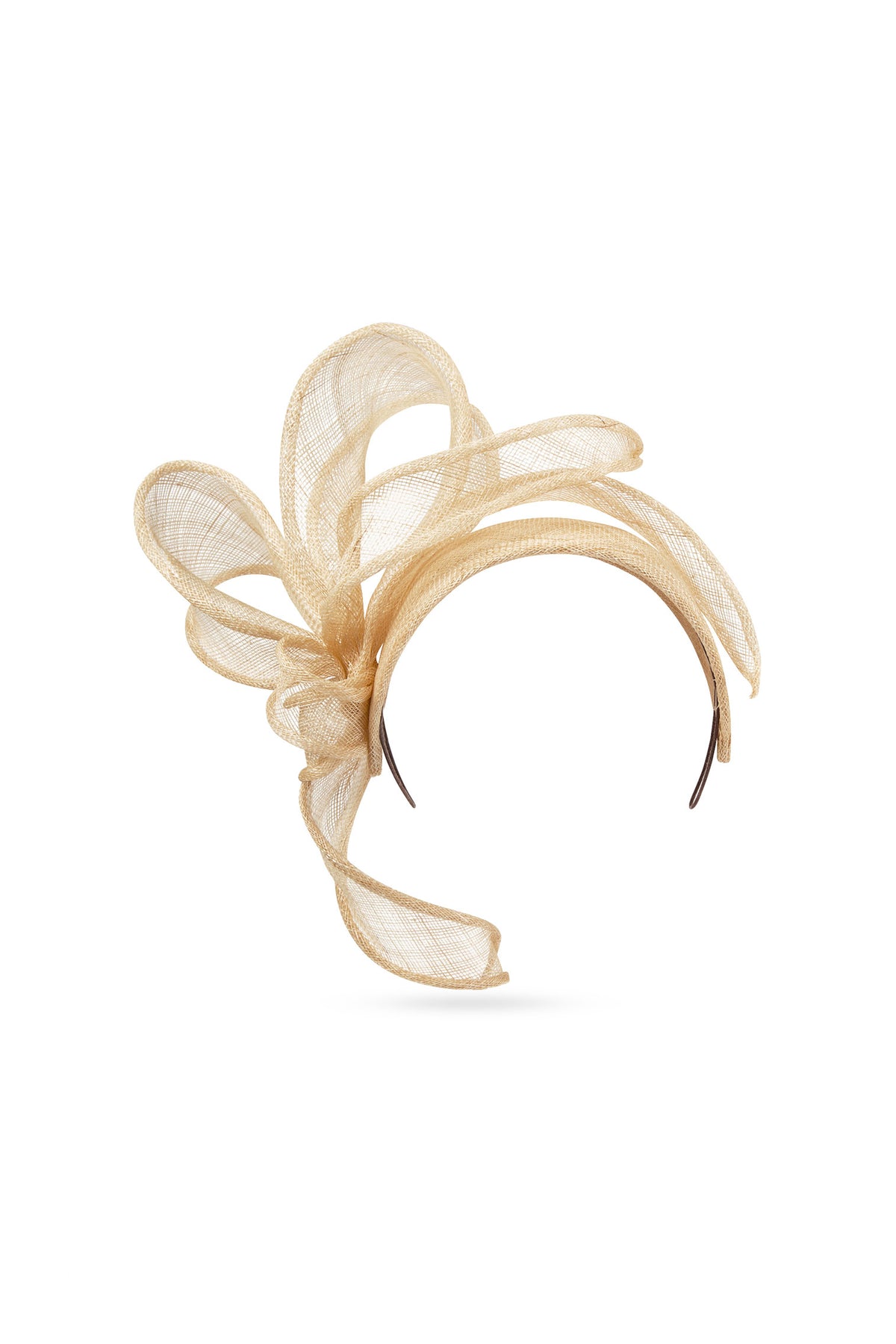 NATURAL SINAMAY COUTURE HEADBAND WITH NATURAL SWOOPING SINAMAY SWIRLS  - Lock & Co. Hatters London UK
            