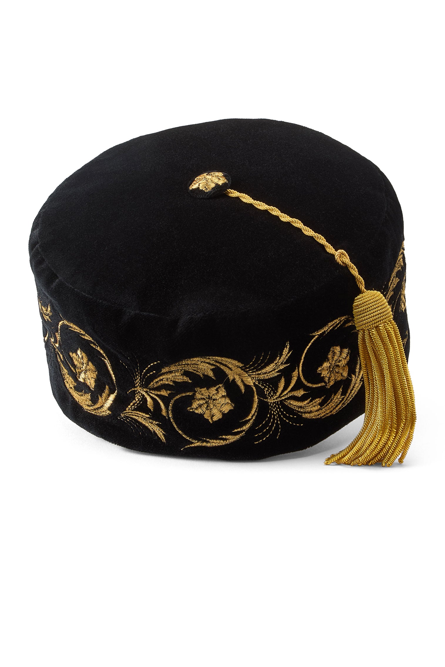 Black Embroidered Smoking Cap. Hats for Men & Women