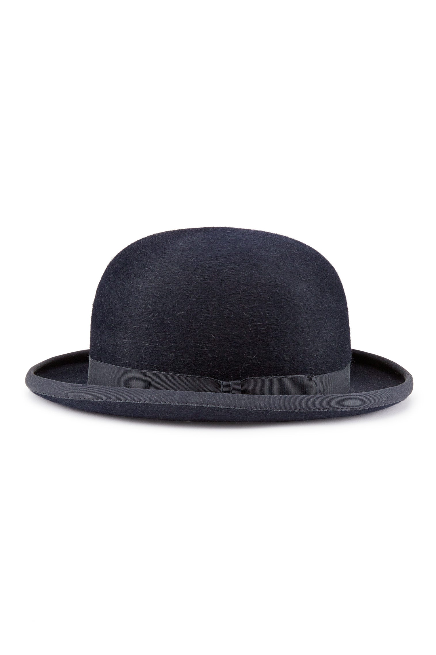 BLACK RABBIT FUR FELT BOWLER HAT WITH A BLACK GROSGRAIN BAND
