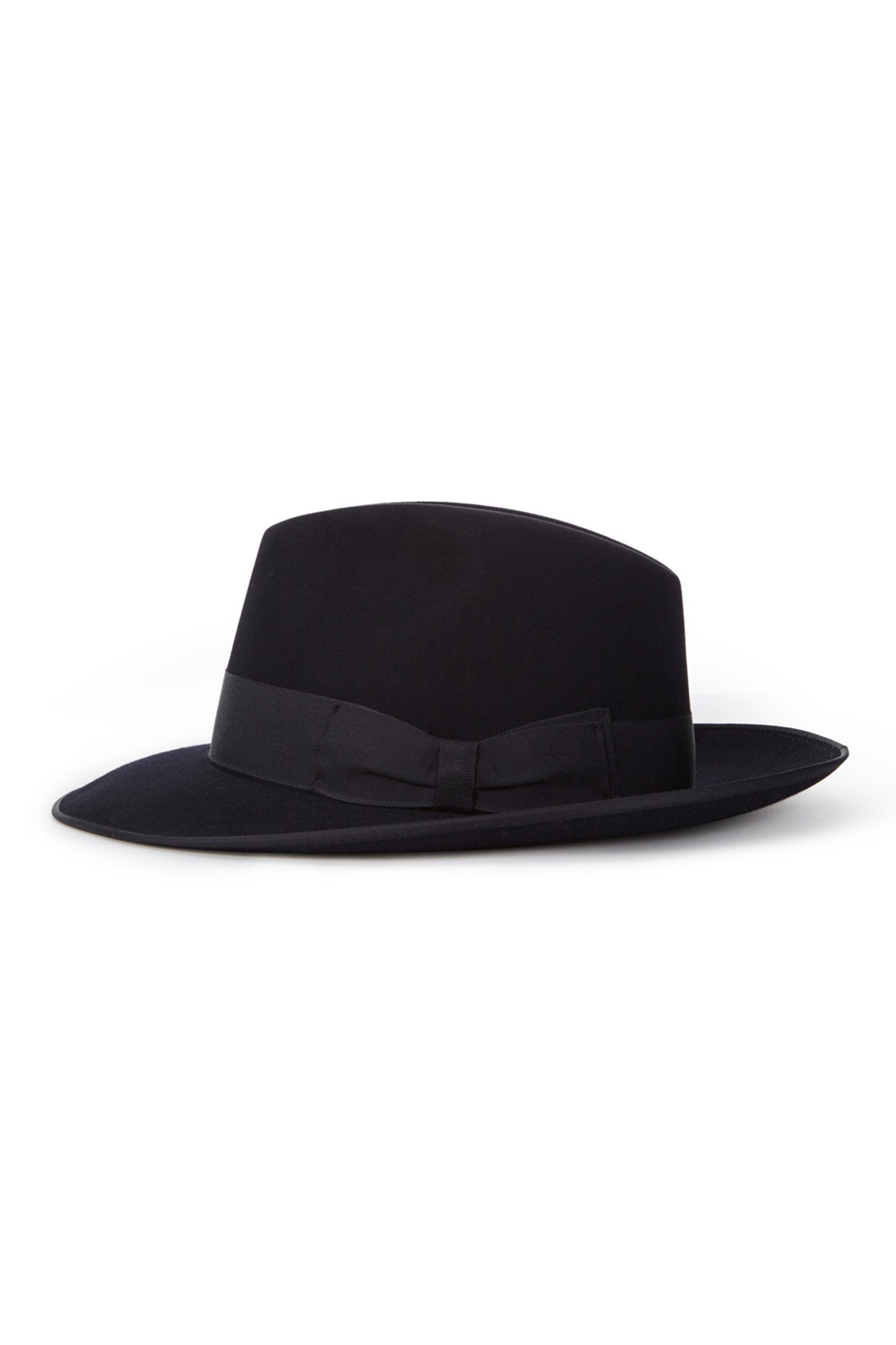 NAVY FELT FEDORA HAT WITH NAVY BAND AND BOW