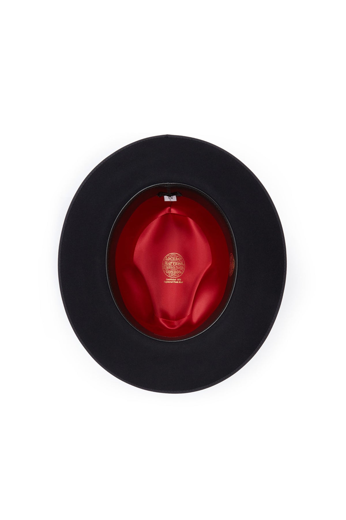 NAVY FELT FEDORA HAT RED INNER LINING WITH  GOLDEN LOCK &amp; CO. HATTERS LOGO - Lock & Co. Hatters London UK
            