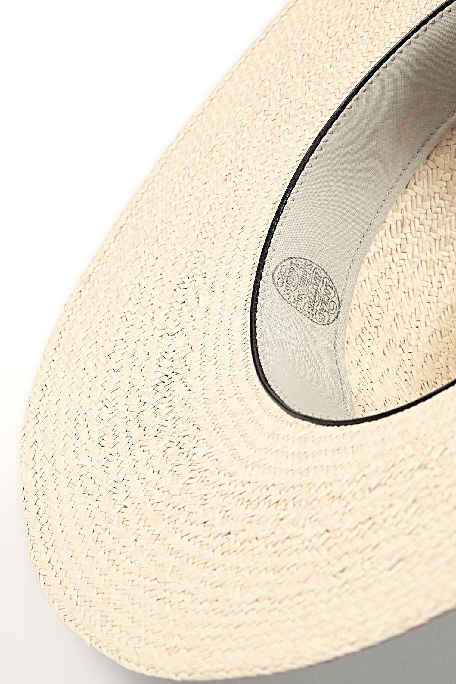 Inside Pork Pie Panama Hat with a wool sweatband