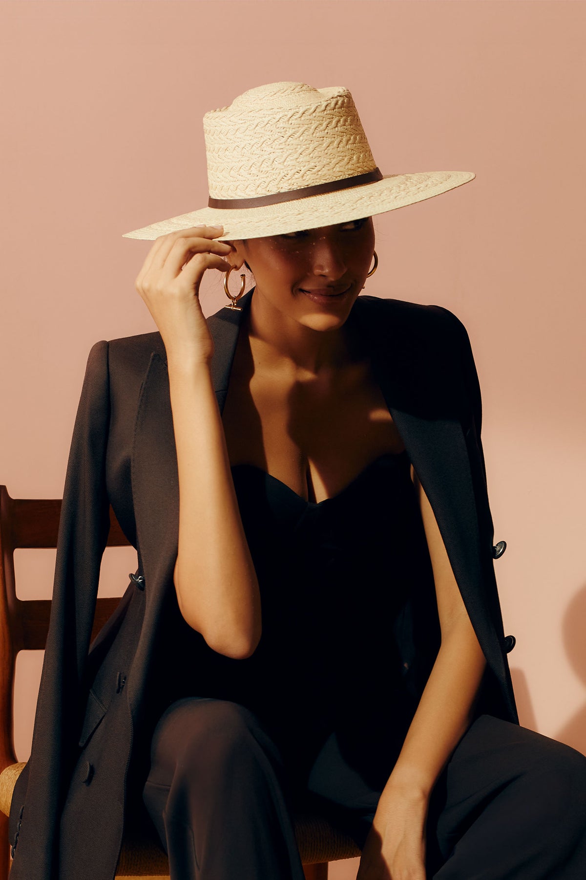 Pork Pie Panama Hat with a narrow deep brown leather band - Lock & Co. Hatters London UK
            