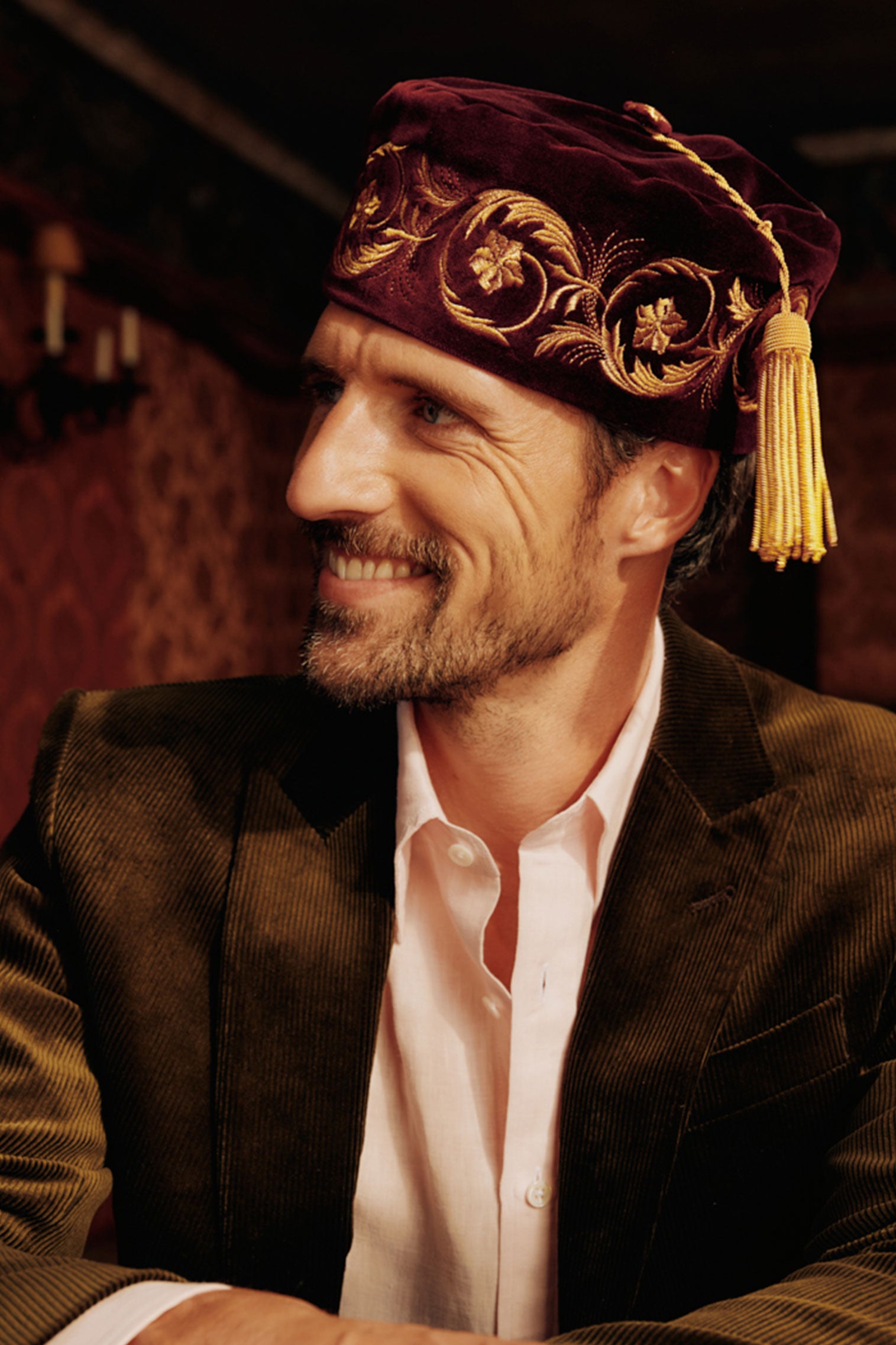 Burgundy Embroidered Smoking Cap -  - Lock & Co. Hatters London UK