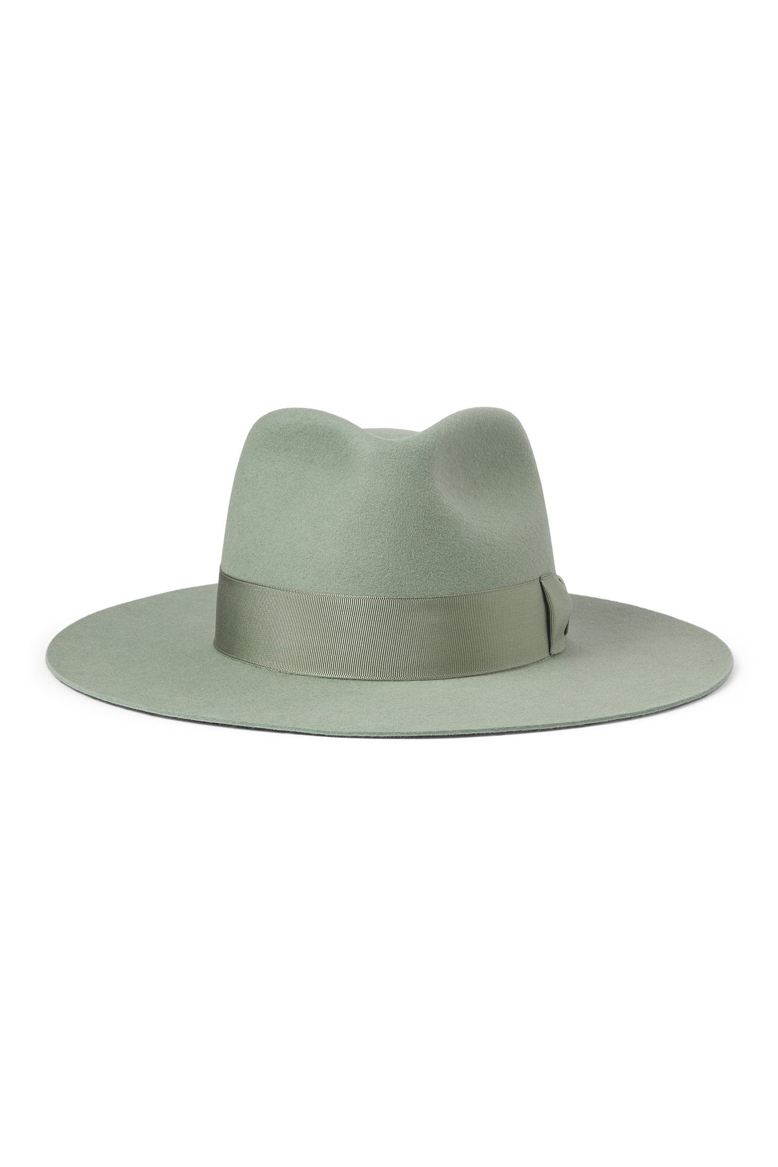GREEN FELT FLAT-BRIM FEDORA HAT WITH GREEN BAND