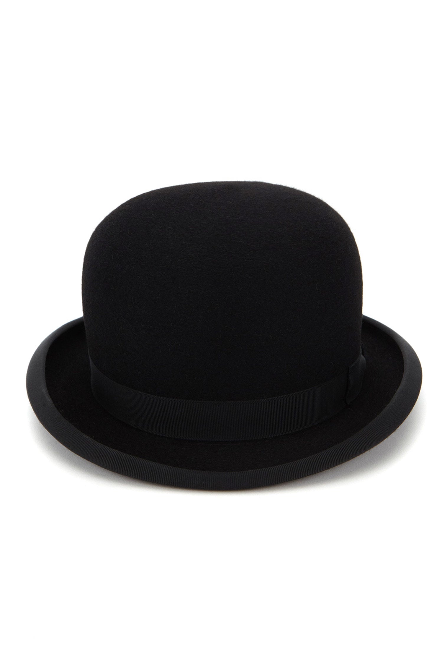 BLACK RABBIT FUR FELT BOWLER HAT WITH A BLACK GROSGRAIN BAND