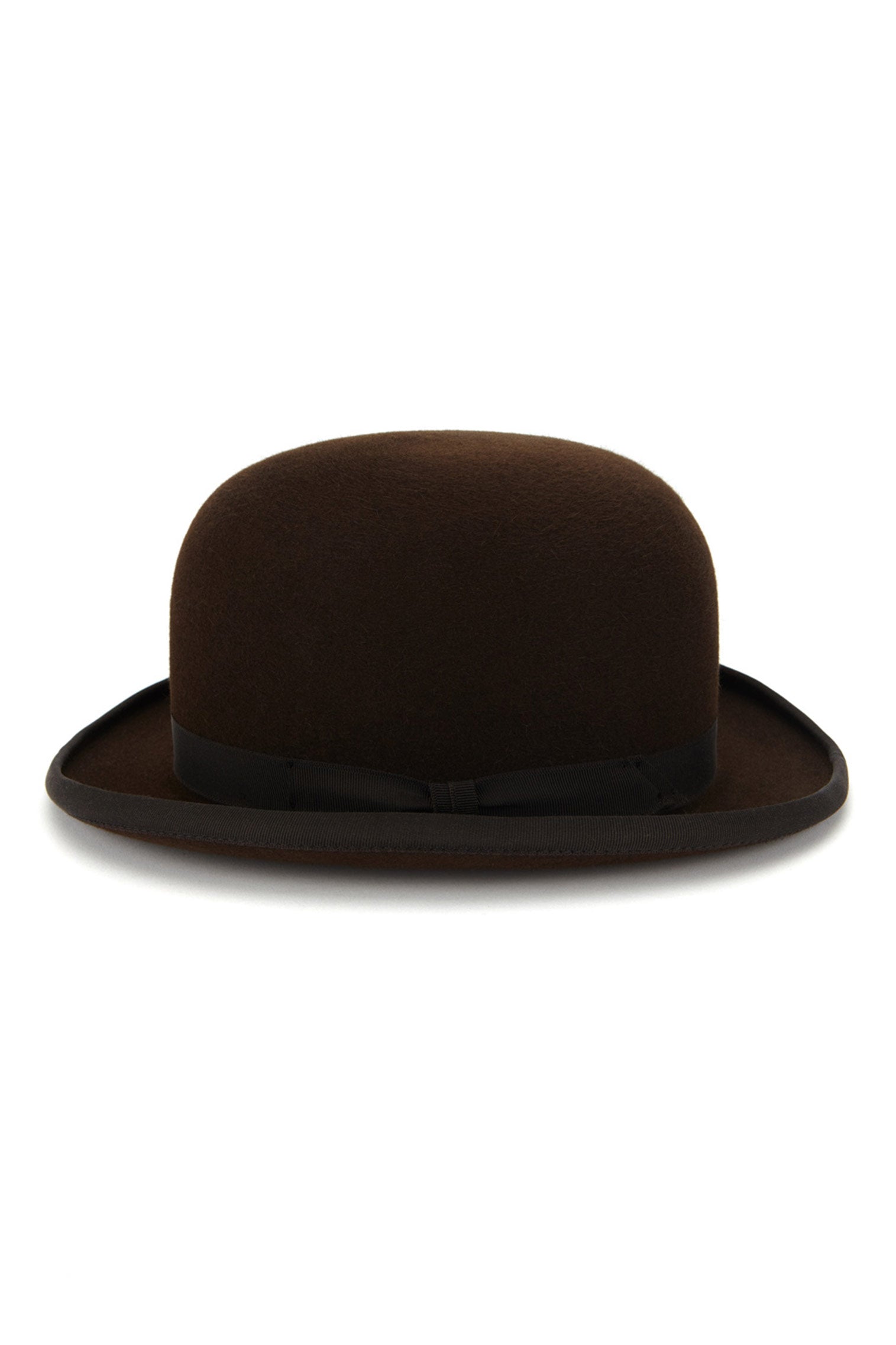 BROWN RABBIT FUR FELT BOWLER HAT WITH A BROWN GROSGRAIN BAND