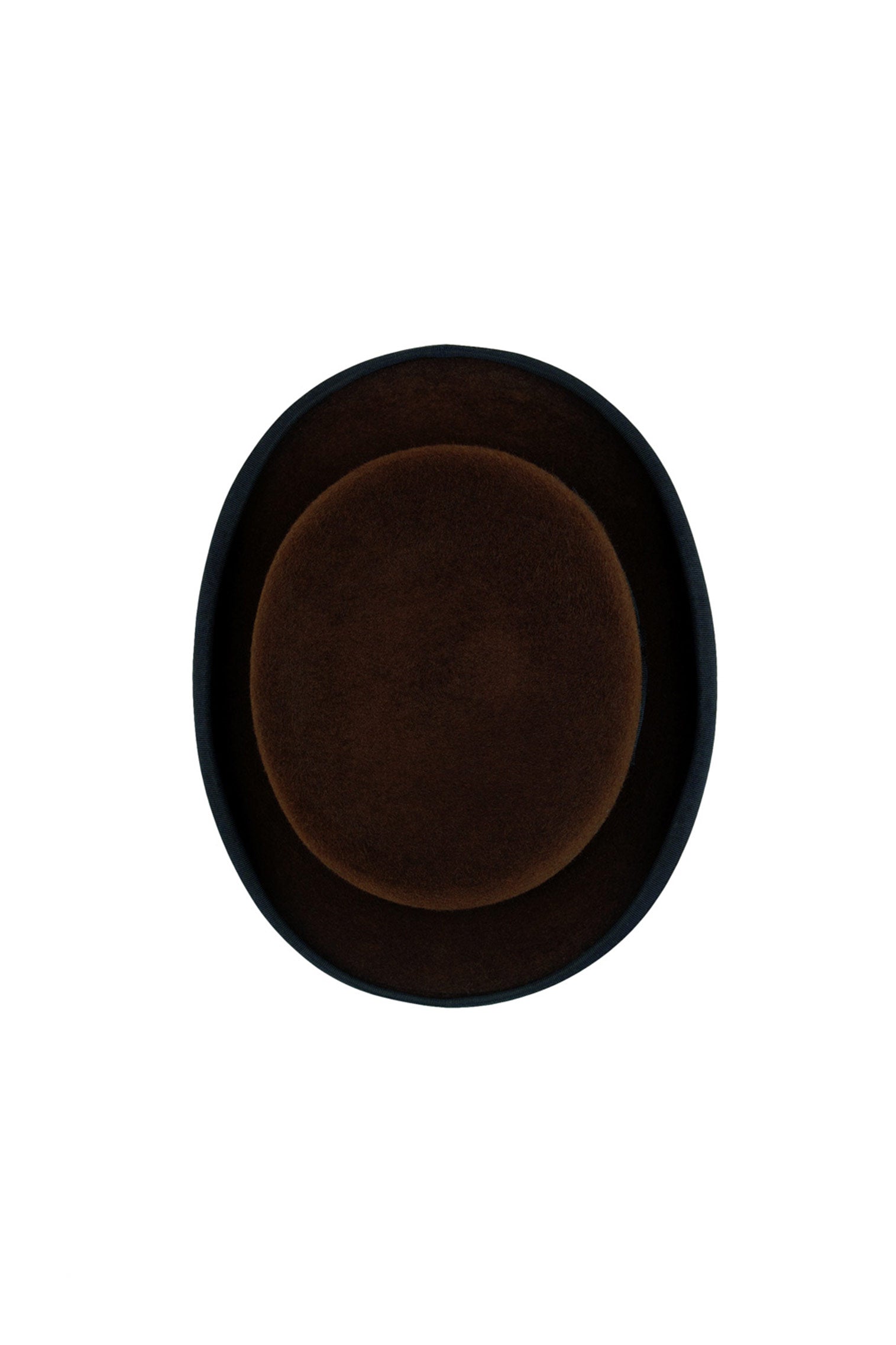 BROWN RABBIT FUR FELT BOWLER HAT WITH A BROWN GROSGRAIN BAND