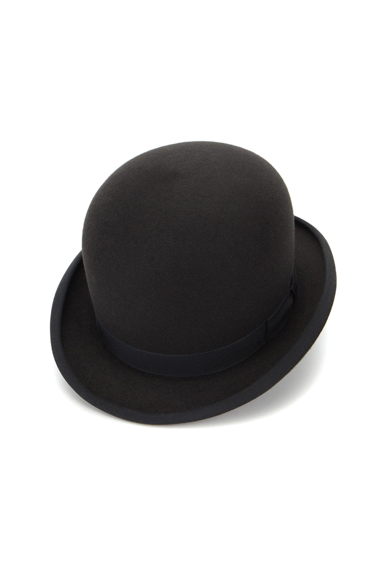 GREY RABBIT FUR FELT BOWLER HAT WITH A GREY GROSGRAIN BAND